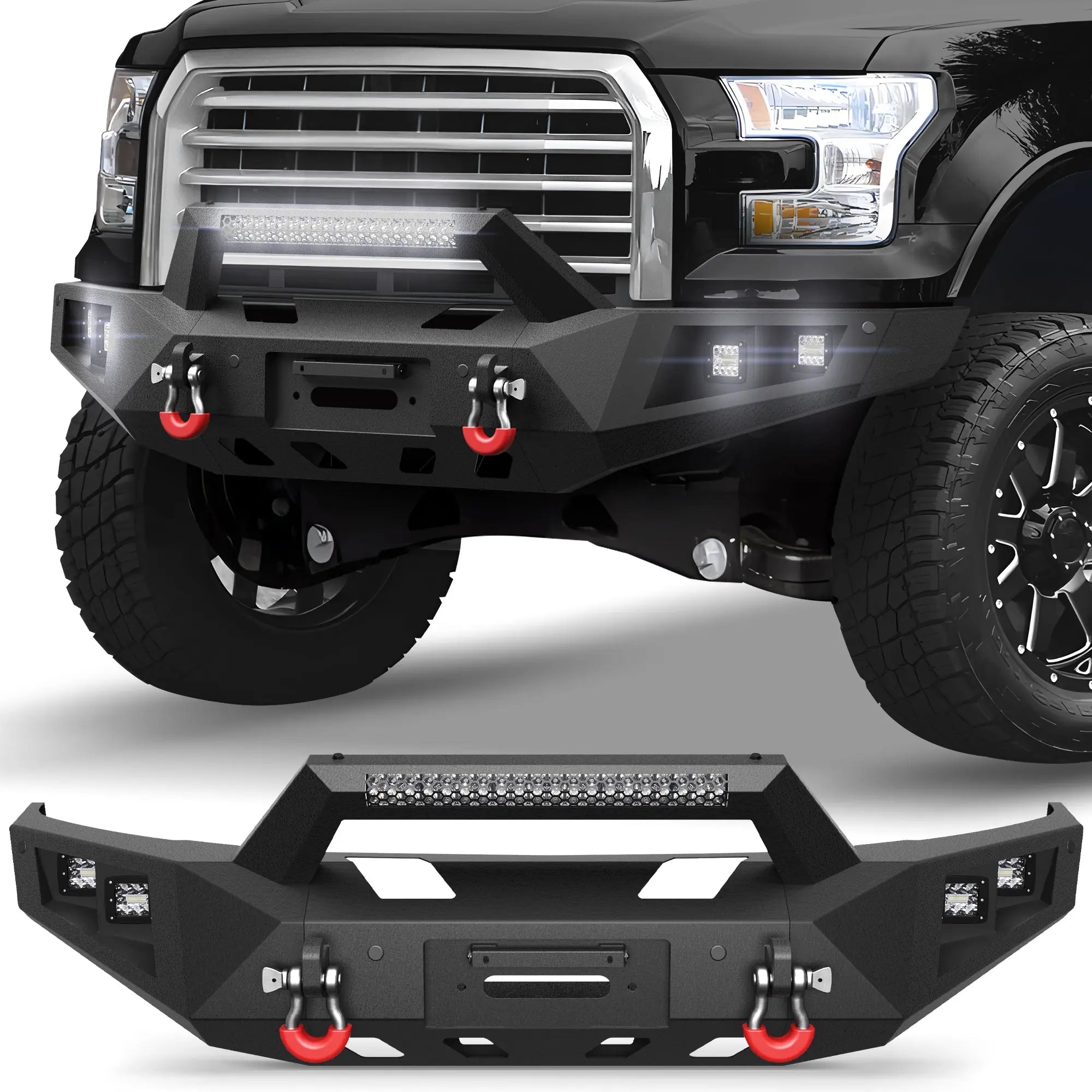 Longsun Front Bumper Offroad Bumper for 2015 2016 2017 Ford F150 Pickup Truck (Excluding Raptor & Ecoboost)