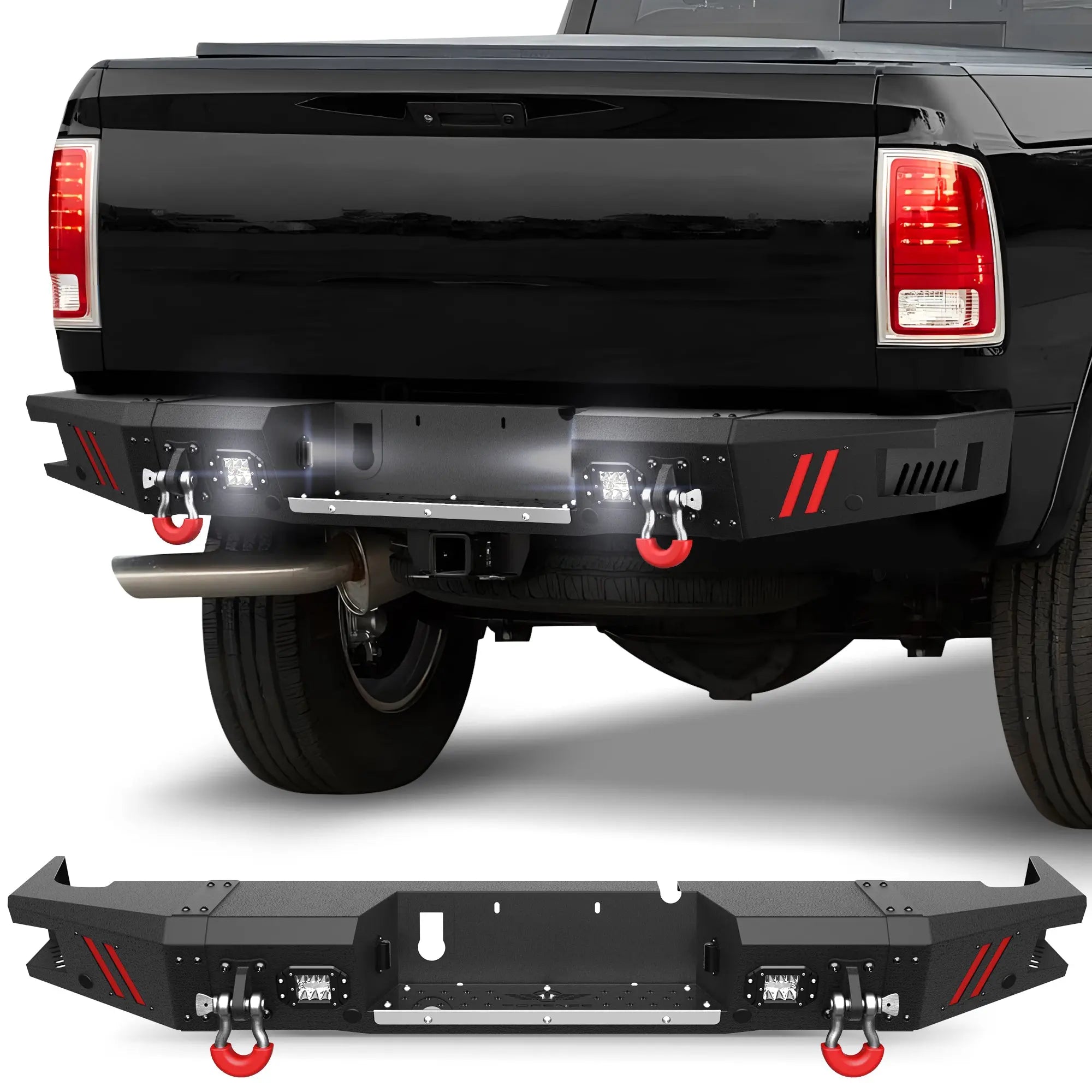 Longsun Ram 2500 Rear Bumper Compatible with 2010-2018 Dodge Ram 2500 3500 Black Pickup Truck Bumper