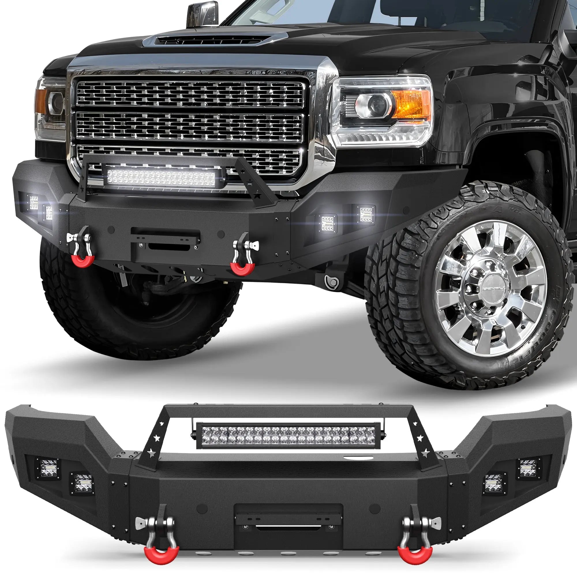 Longsun Front Bumper Compatible with GMC Sierra 2500/3500 HD 2015 2016 2017 2018 2019 with Winch Plate