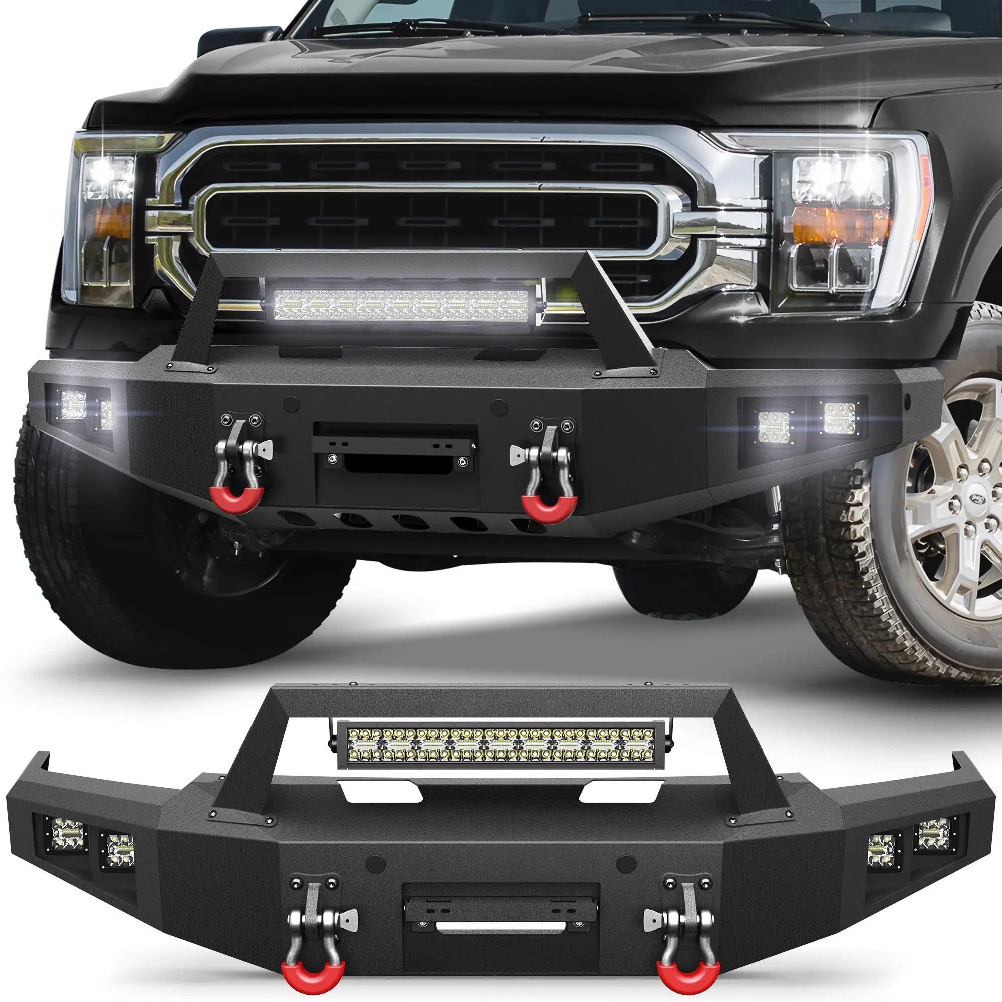 Longsun F150 Front Bumper Fits 2021 2022 2023 2024 Ford F150 w/Winch Plate (Excluding Lighting EV & Raptor)