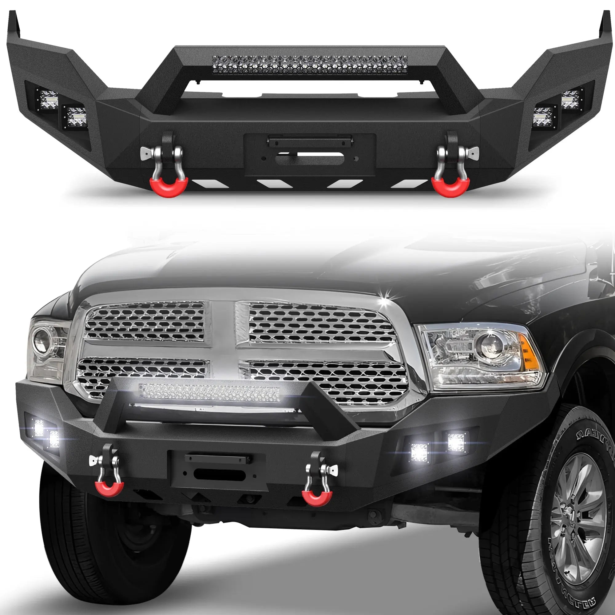 Longsun Heavy Duty Front Bumper for Ram 1500 2013-18 & 2019-24 Classic Pickup