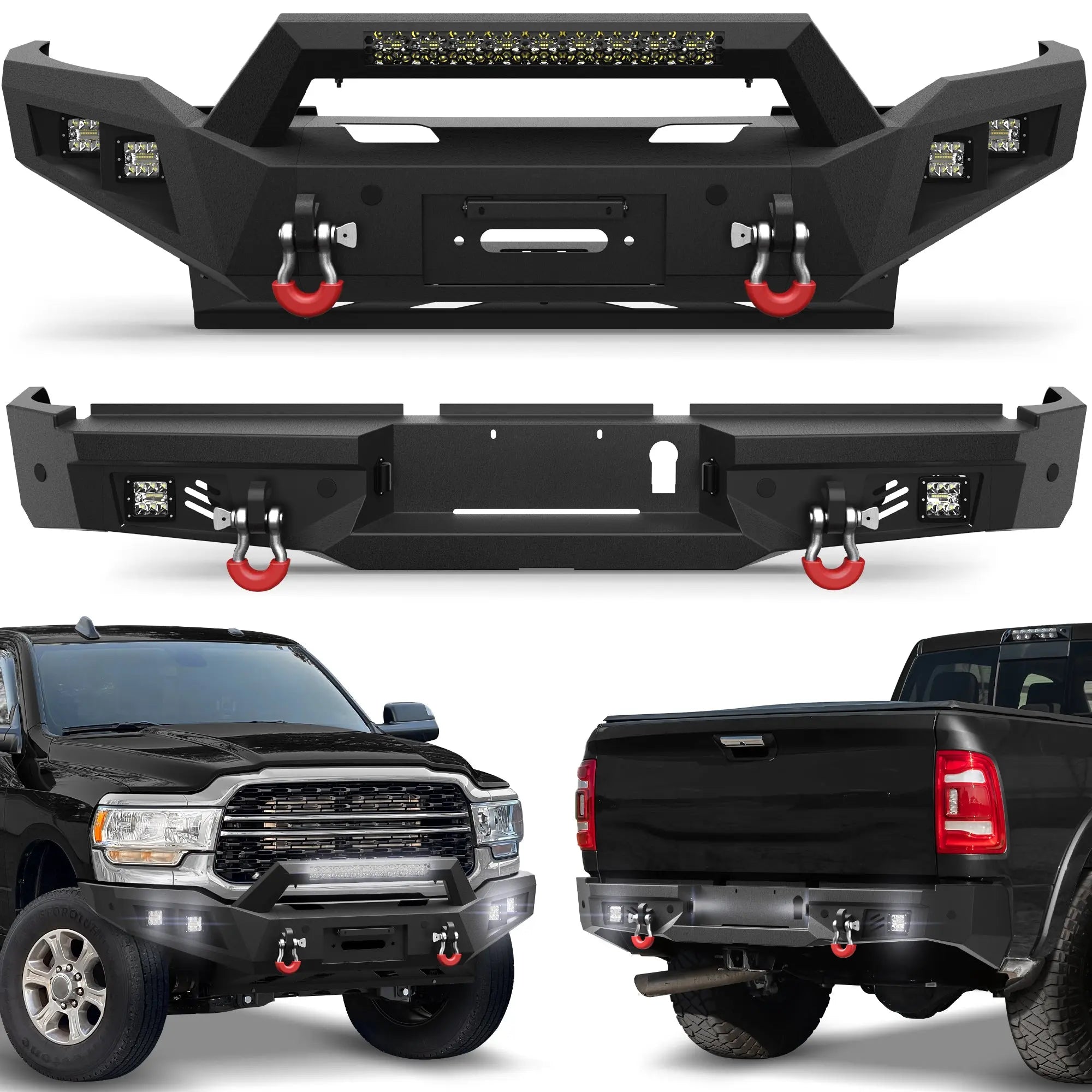 Longsun Ram Front & Rear Bumper for 2019 2020 2021 2022 2023 2024 2025 2026 Ram 2500 & 3500