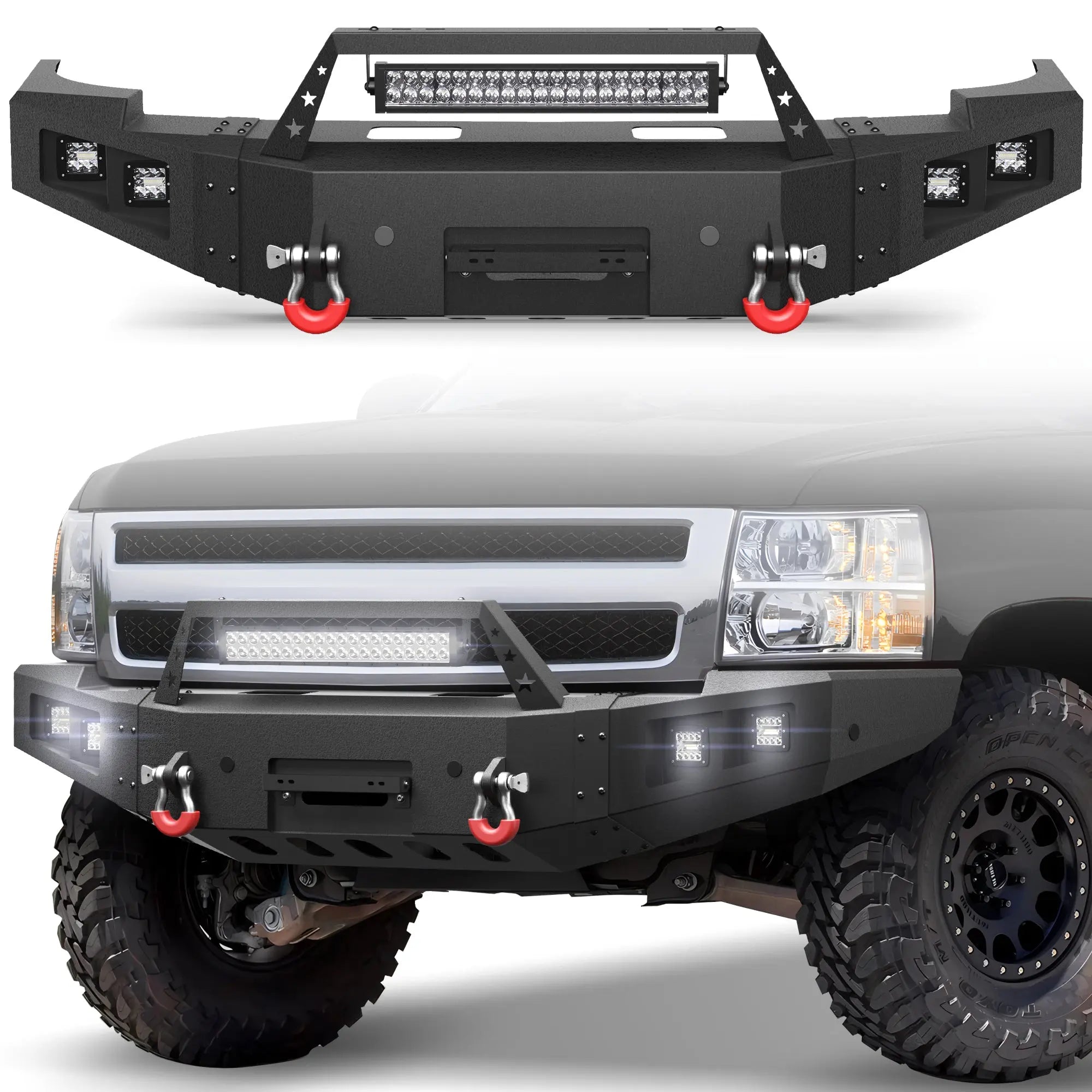 Longsun Silverado 1500 Front Bumper for 2007 2008 2009 2010 2011 2012 2013 Chevy Silverado 1500 Pickup
