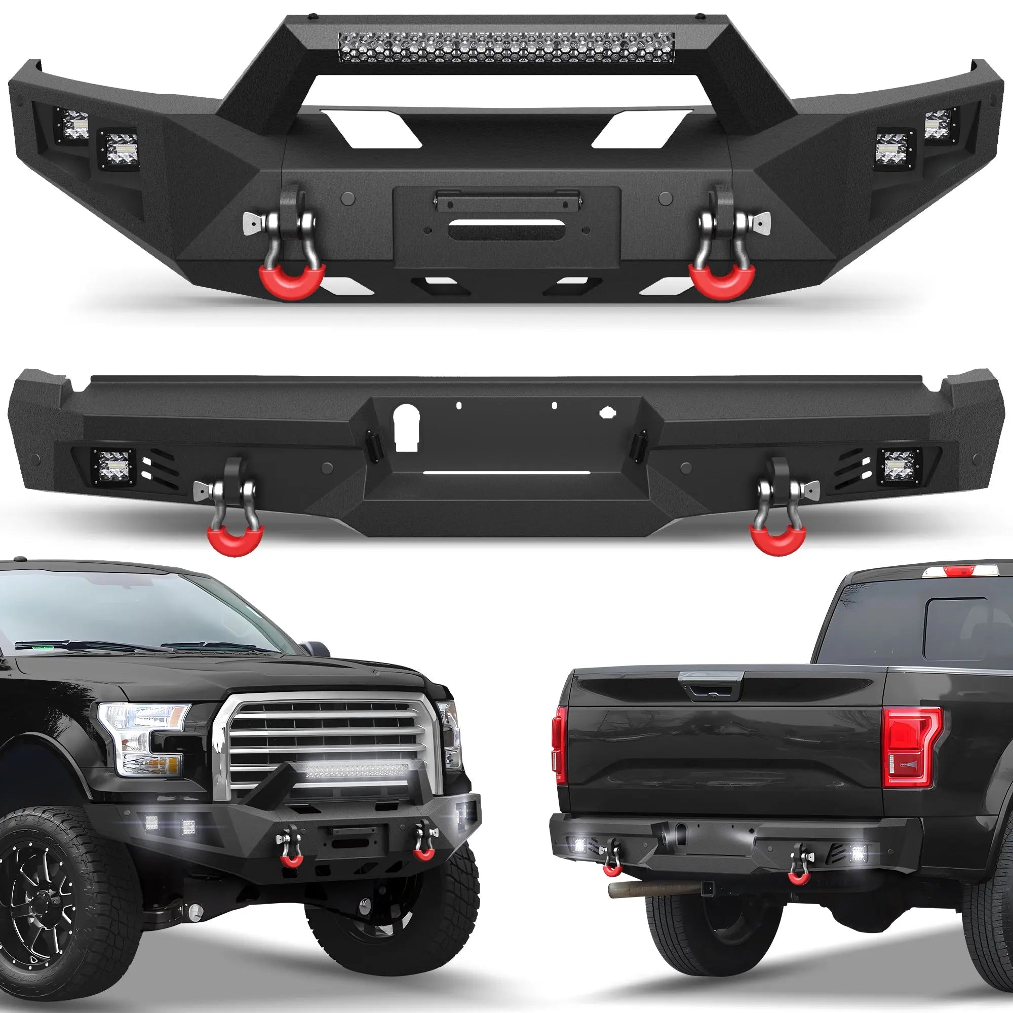 Longsun F150 Front and Rear Bumper for 2015 2016 2017 Ford F150 (Excluding Raptor and Ecoboost)