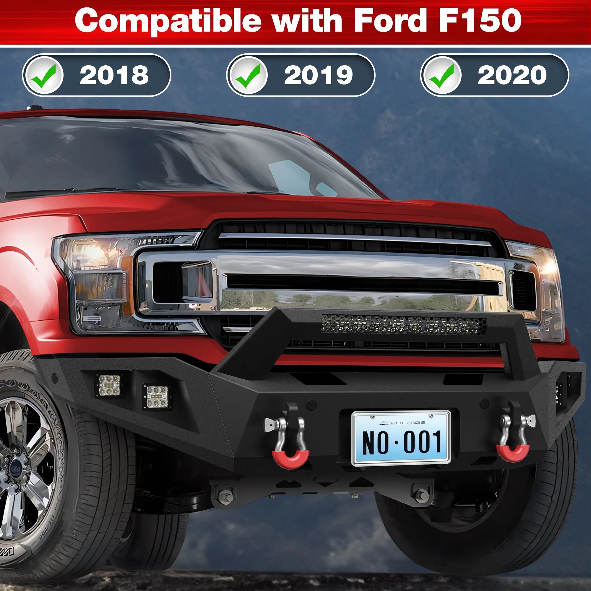 Longsun F150 Front Bumper for 2018 2019 2020 Ford F150 Pickup Trucks (Excluding Raptor)