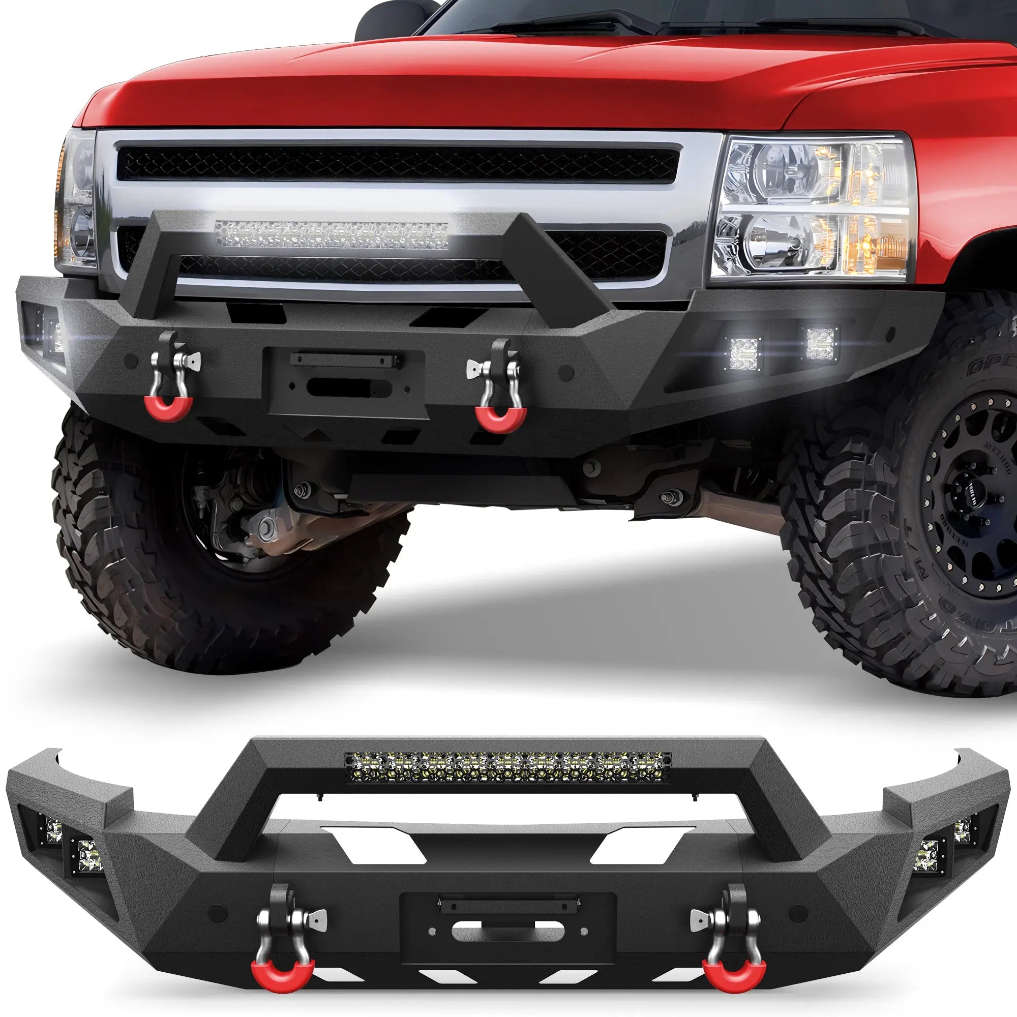 Silverado 1500 Front Bumper w/Winch Plate for 2007 2008 2009 2010 2011 2012 2013 Chevy Silverado 1500 Truck Steel Bumper