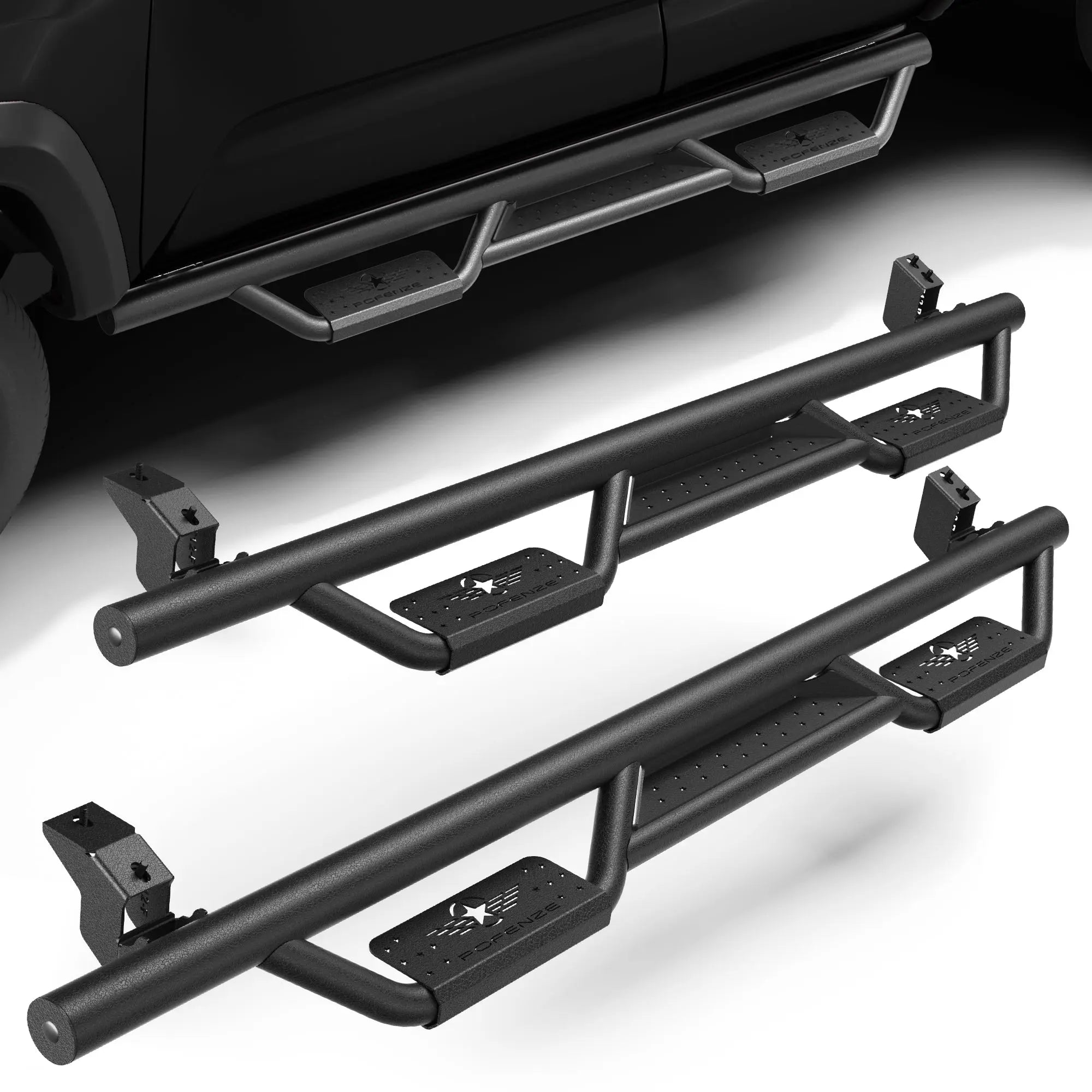 Running Boards for 2005–2023 Toyota Tacoma Access Cab, Drop Step Side Steps with 550 LB Capacity, Anti-Slip Steel Nerf Bars