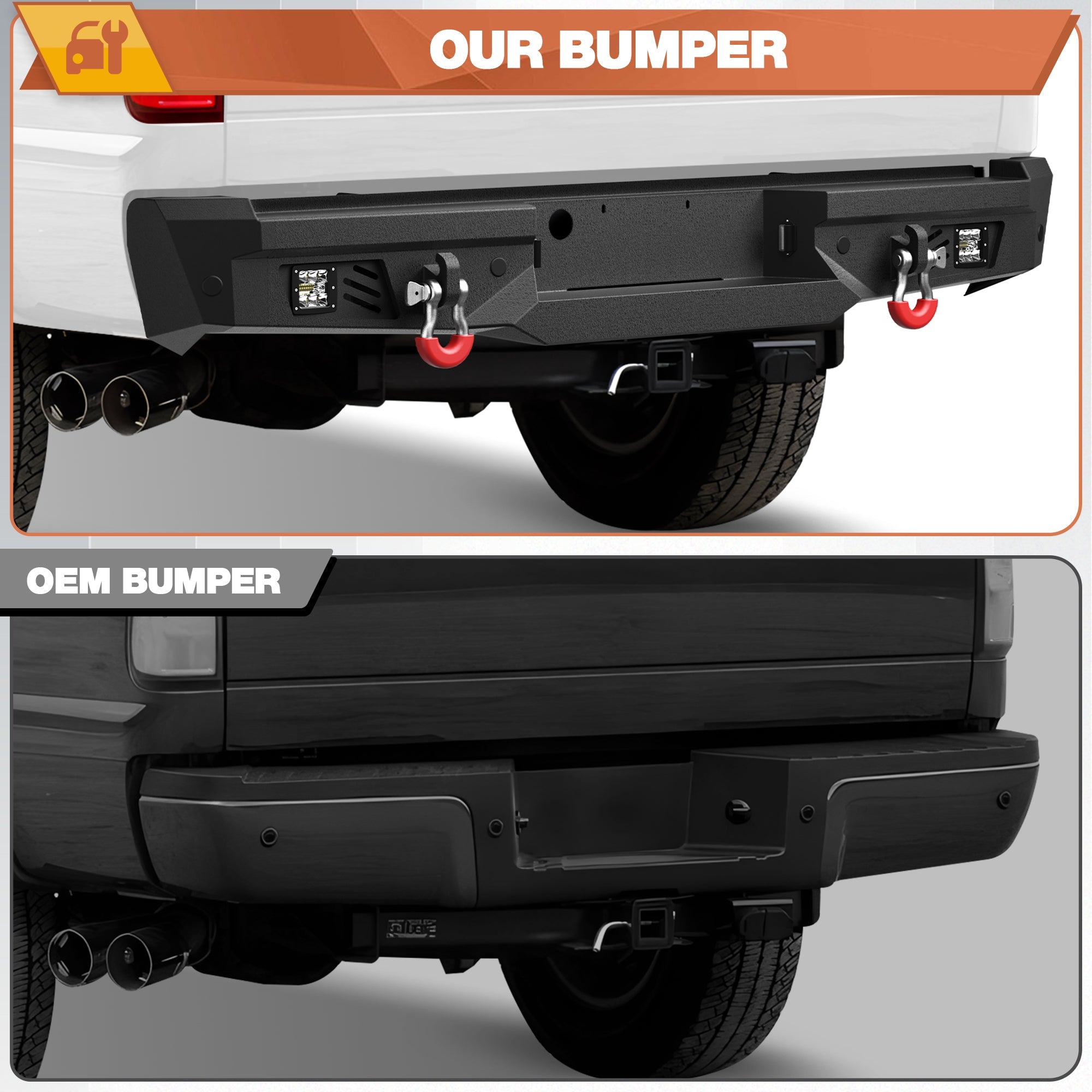 1999 - 2016 F250 Rear Bumper Truck Offroad Bumper for 1999 - 2016 Ford F250/F350/F450 Pickup Trucks - nadiaauto
