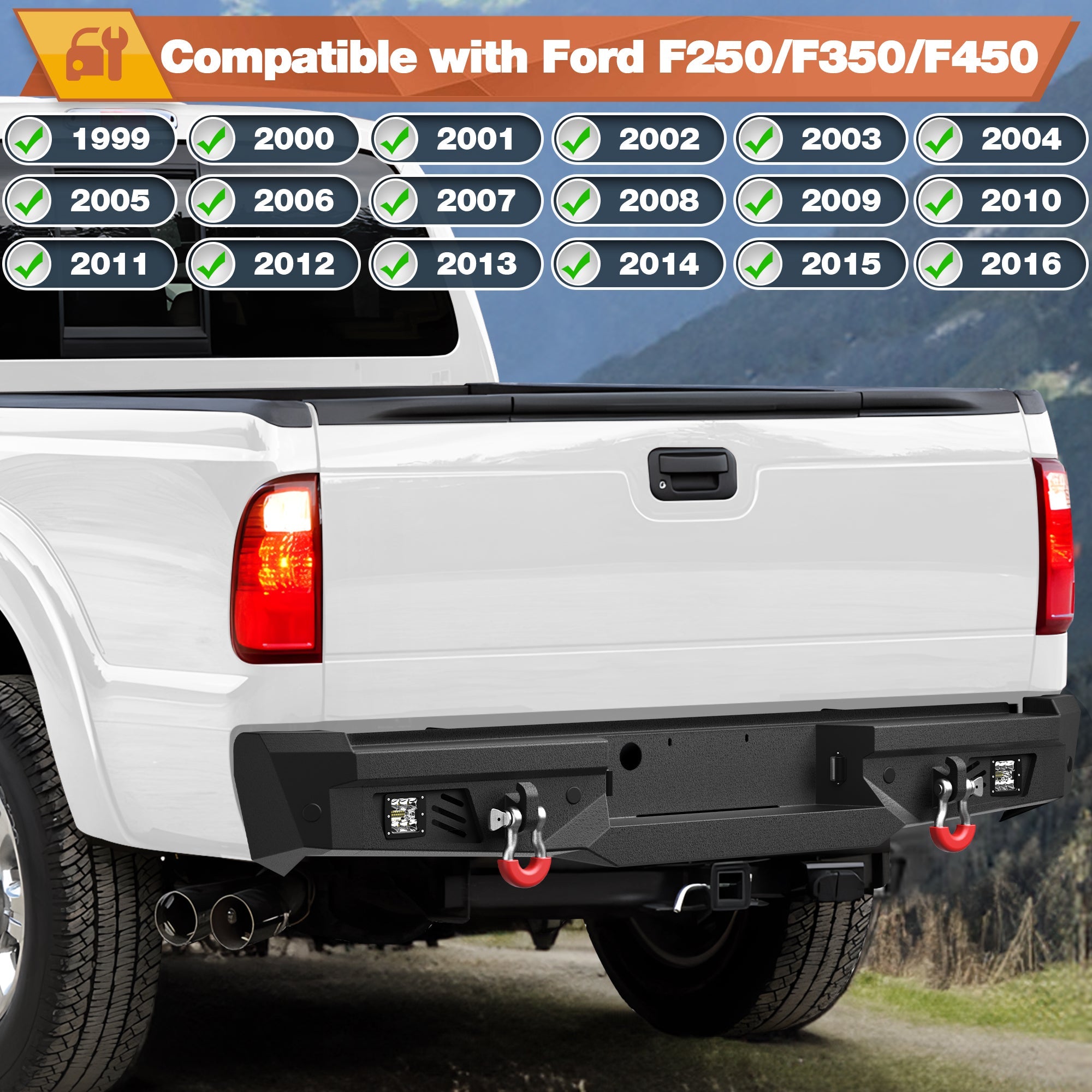 1999 - 2016 F250 Rear Bumper Truck Offroad Bumper for 1999 - 2016 Ford F250/F350/F450 Pickup Trucks - nadiaauto