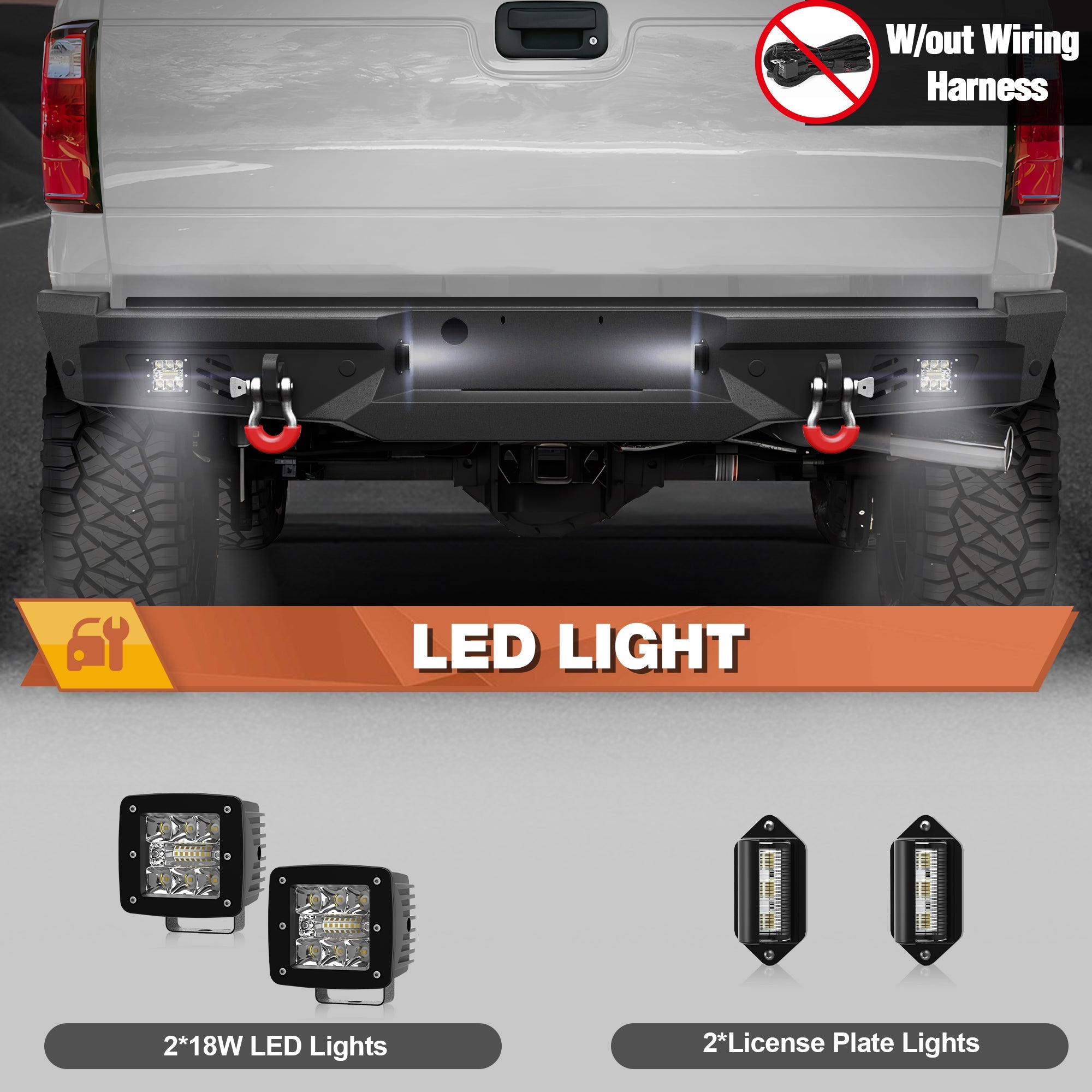 1999 - 2016 F250 Rear Bumper Truck Offroad Bumper for 1999 - 2016 Ford F250/F350/F450 Pickup Trucks - nadiaauto