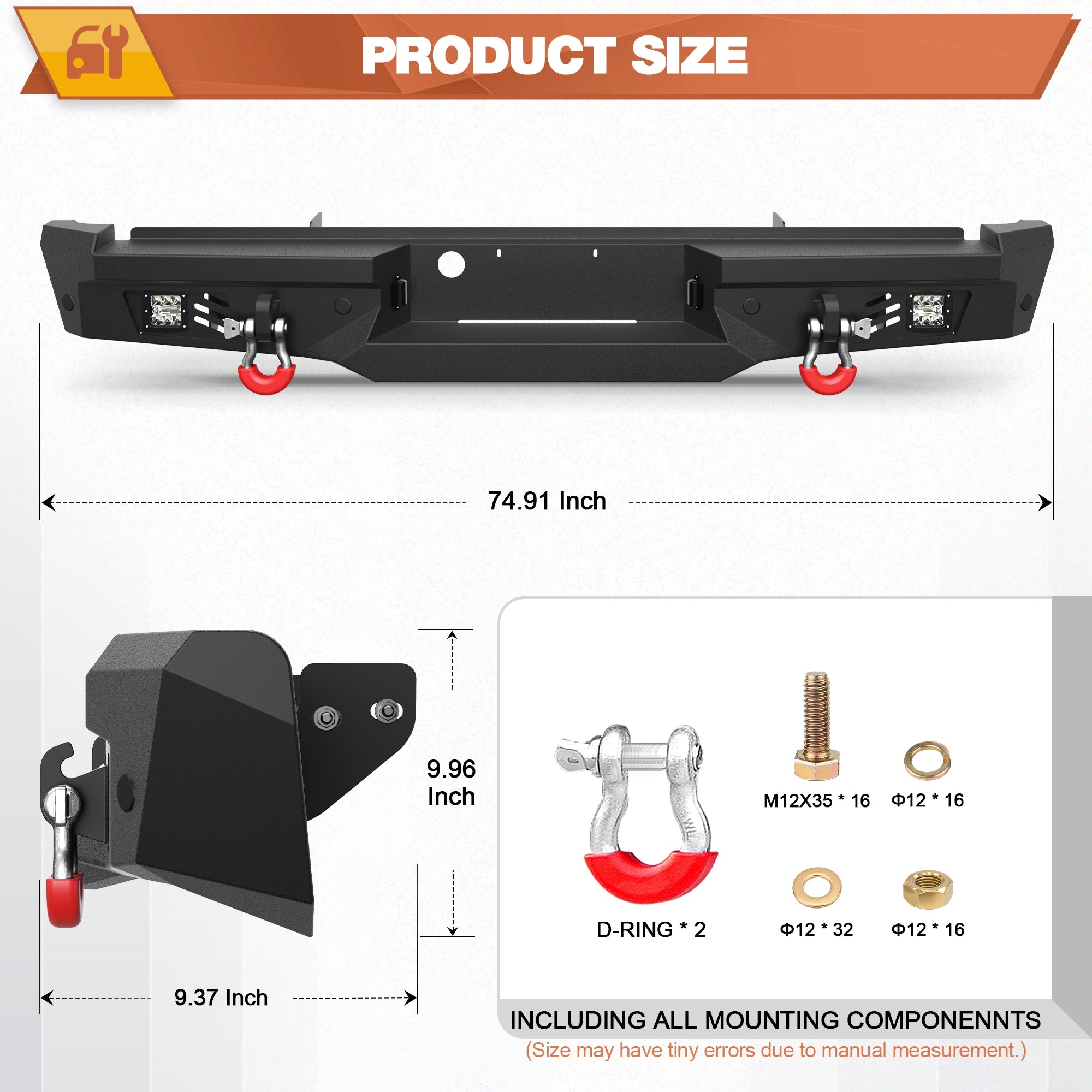 1999 - 2016 F250 Rear Bumper Truck Offroad Bumper for 1999 - 2016 Ford F250/F350/F450 Pickup Trucks - nadiaauto