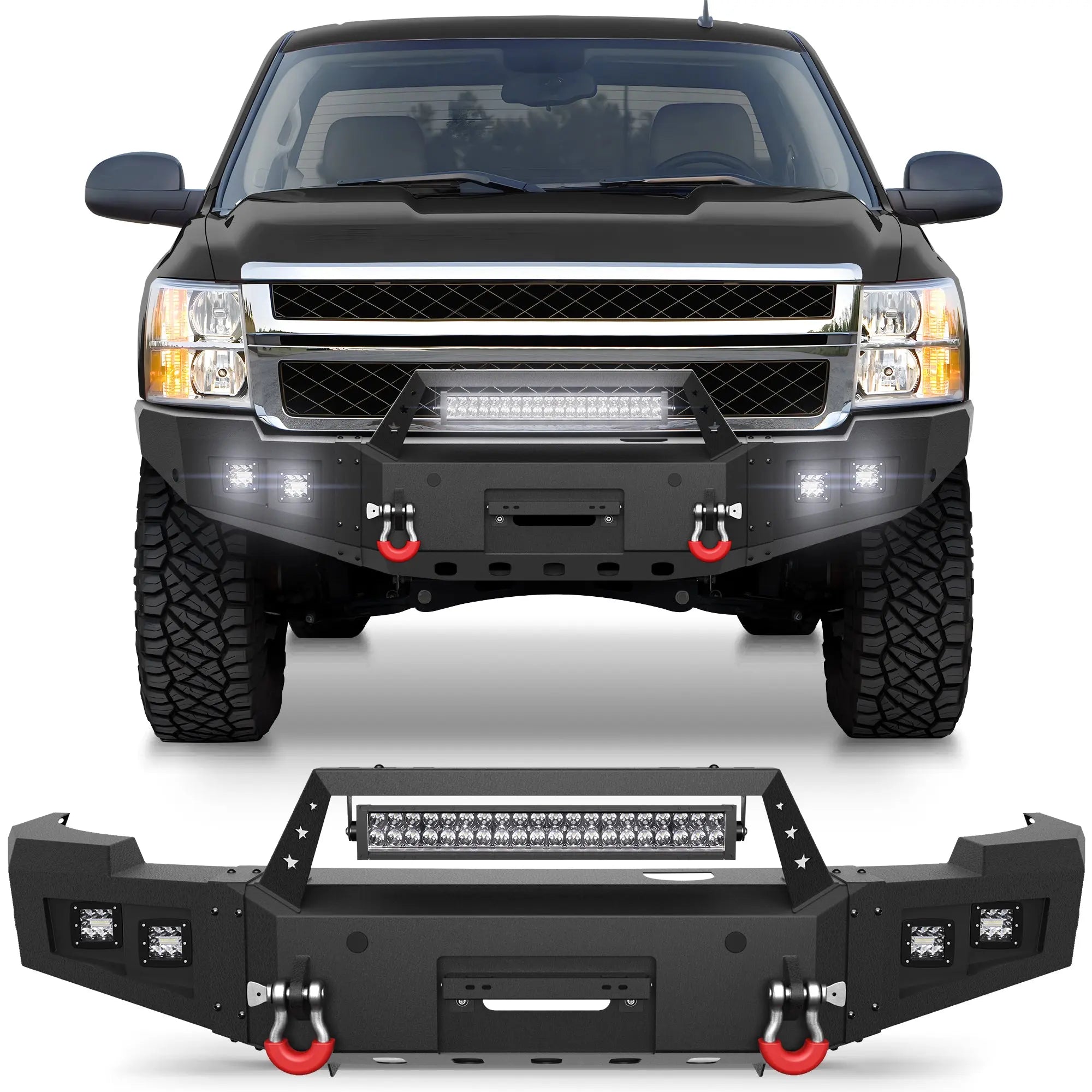 Longsun Silverado 2500/3500 Front Bumper Compatible with 2011 2012 2013 2014 Chevy Silverado 2500/3500