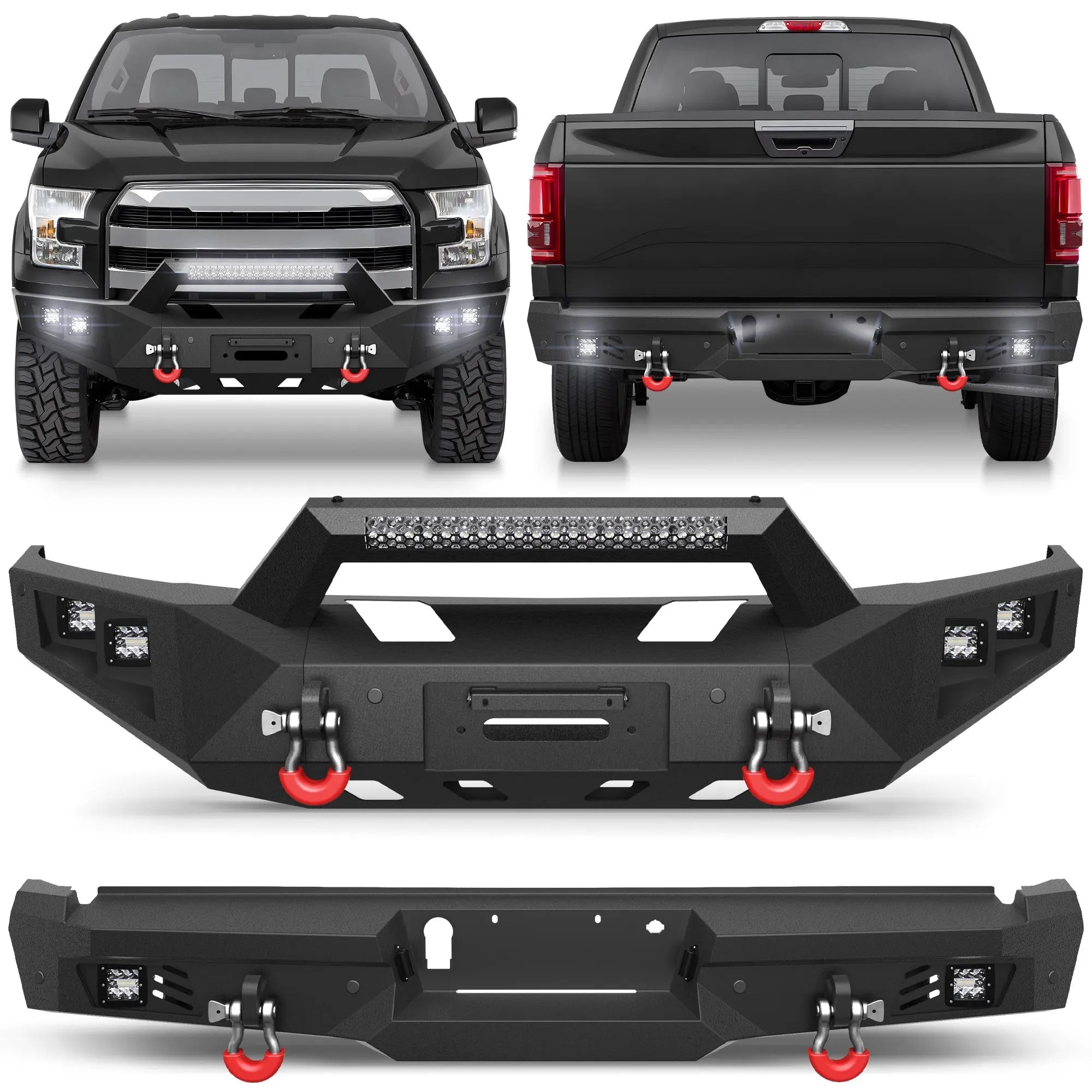 Longsun F150 Front and Rear Bumper for 2015 2016 2017 Ford F150 (Excluding Raptor and Ecoboost)