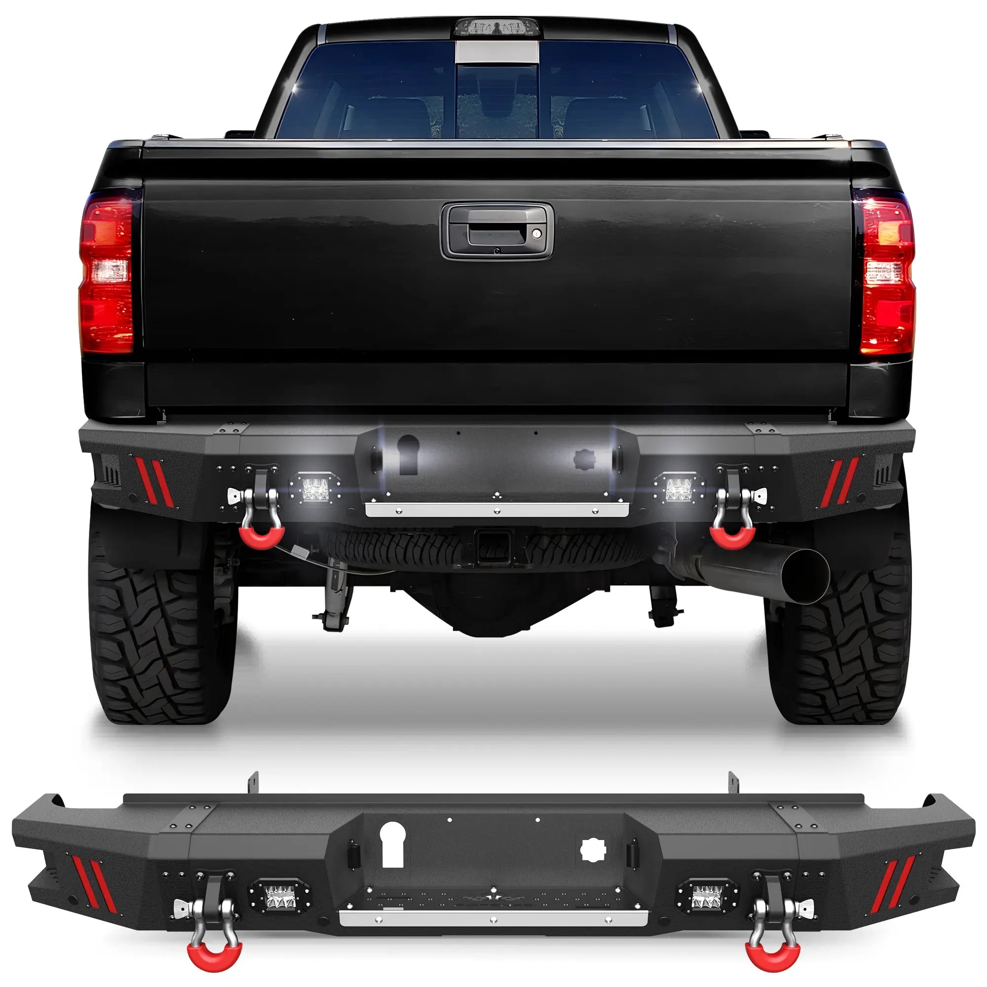 Longsun 2015-2019 Chevy Silverado/ GMC Sierra 2500 Bumper with Winch Plate & Bright LED Lights