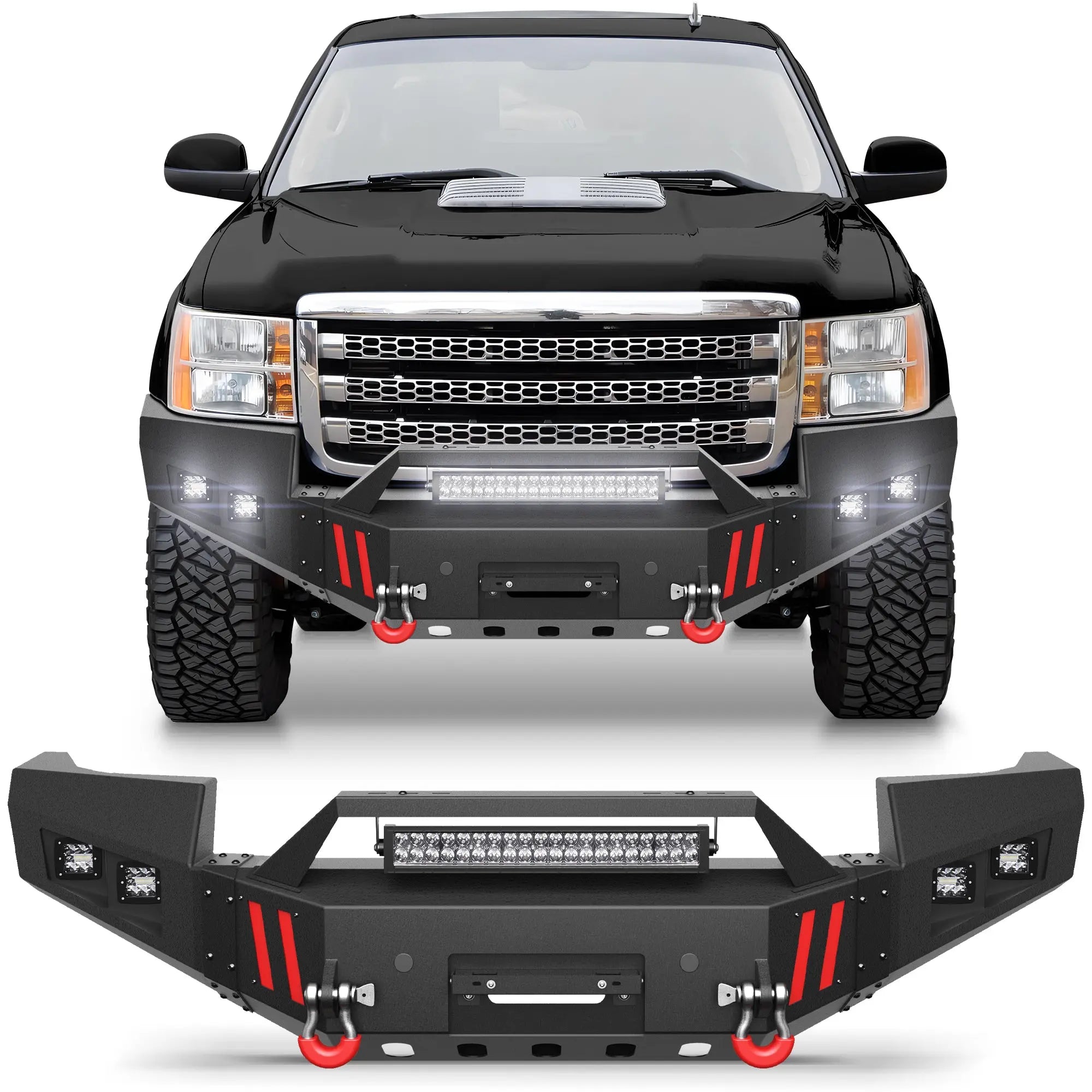 Longsun Sierra 2500 Front Bumper for GMC Sierra 2500/3500 HD 2011 2012 2013 2014 with Winch Plate