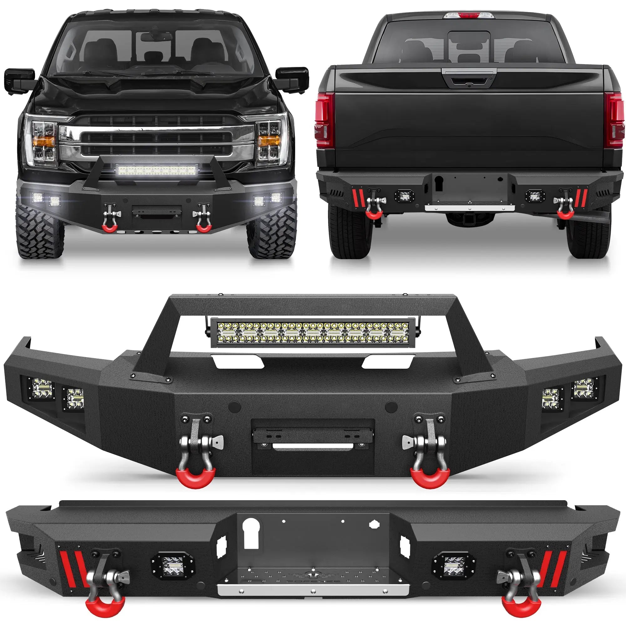 Longsun 2021-2024 Ford F150 Bumper Set w/ Winch Plate - Excludes Lighting EV & Raptor