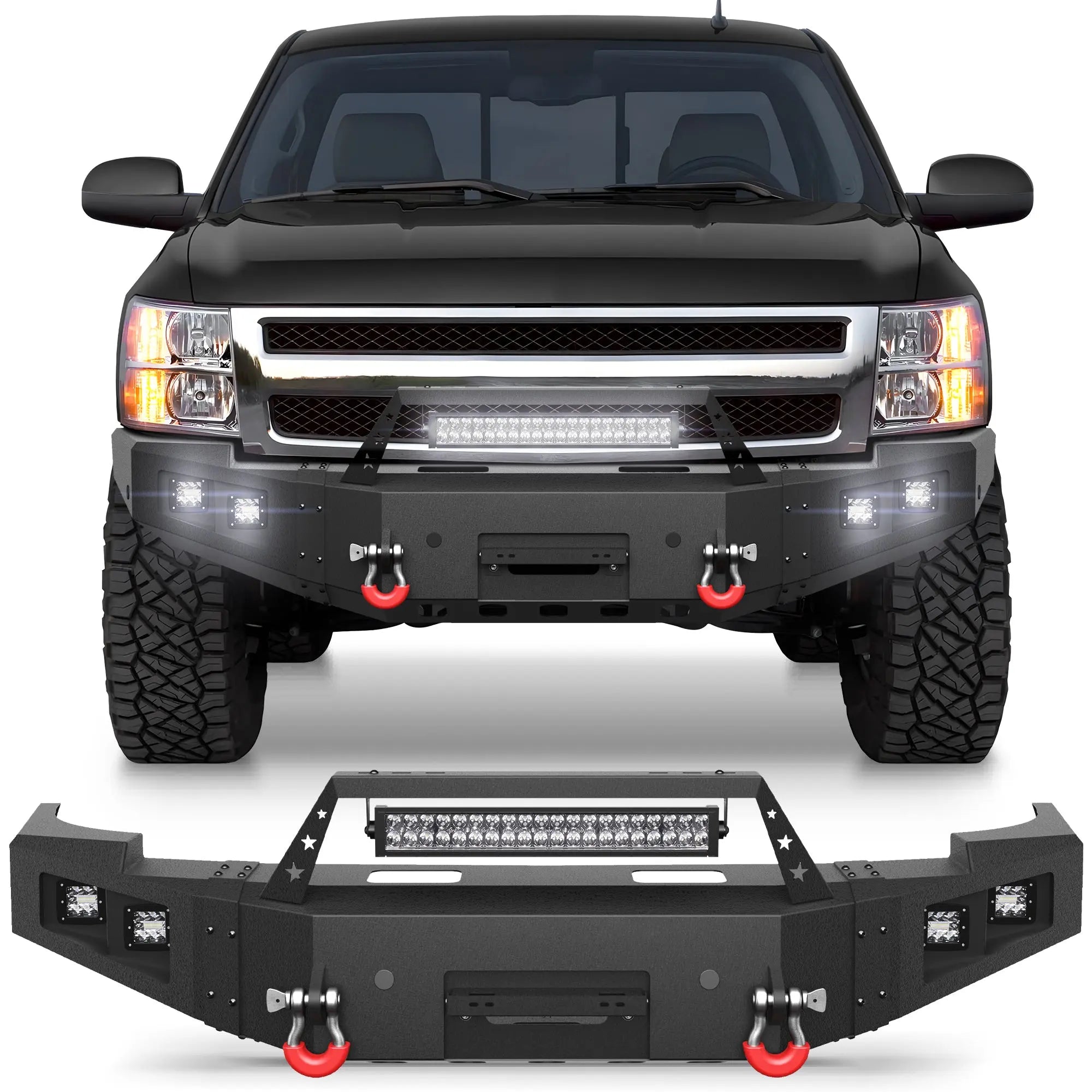 Longsun Silverado 1500 Front Bumper for 2007 2008 2009 2010 2011 2012 2013 Chevy Silverado 1500 Pickup