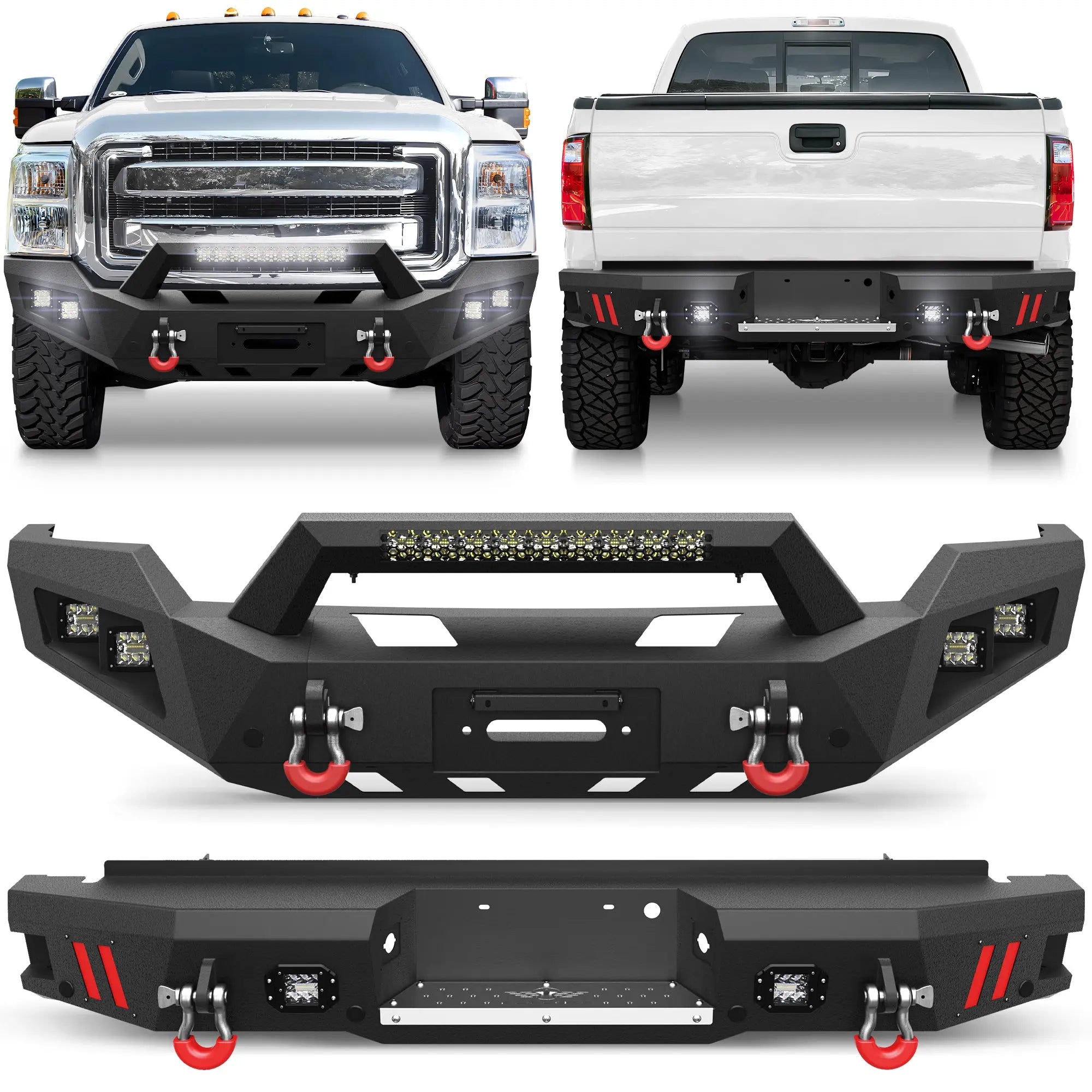 Longsun F250 Front and Rear Bumper Set for 2011-2016 Ford F250/F350/F450 Truck