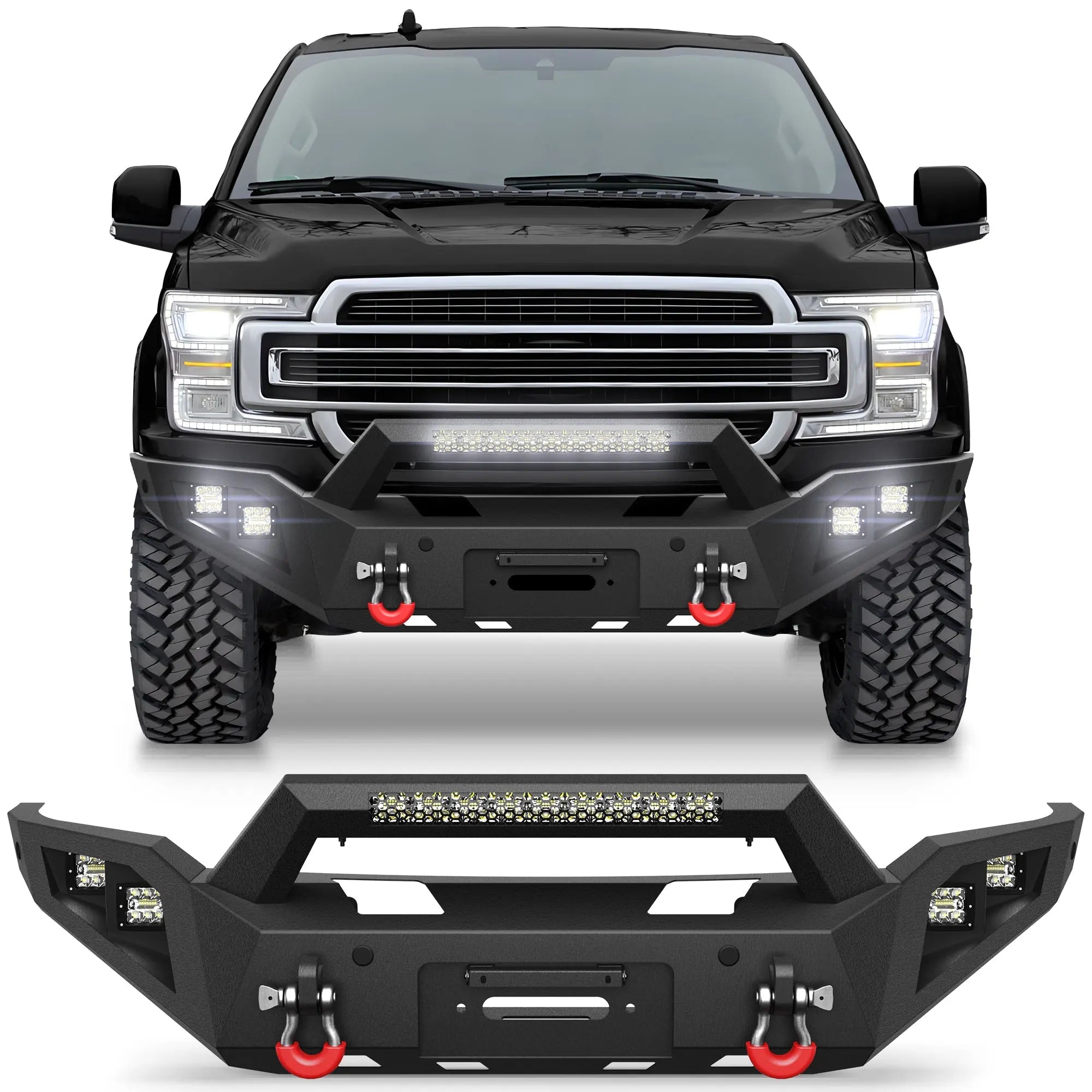 Longsun F150 Front Bumper for 2018 2019 2020 Ford F150 Pickup Trucks (Excluding Raptor)