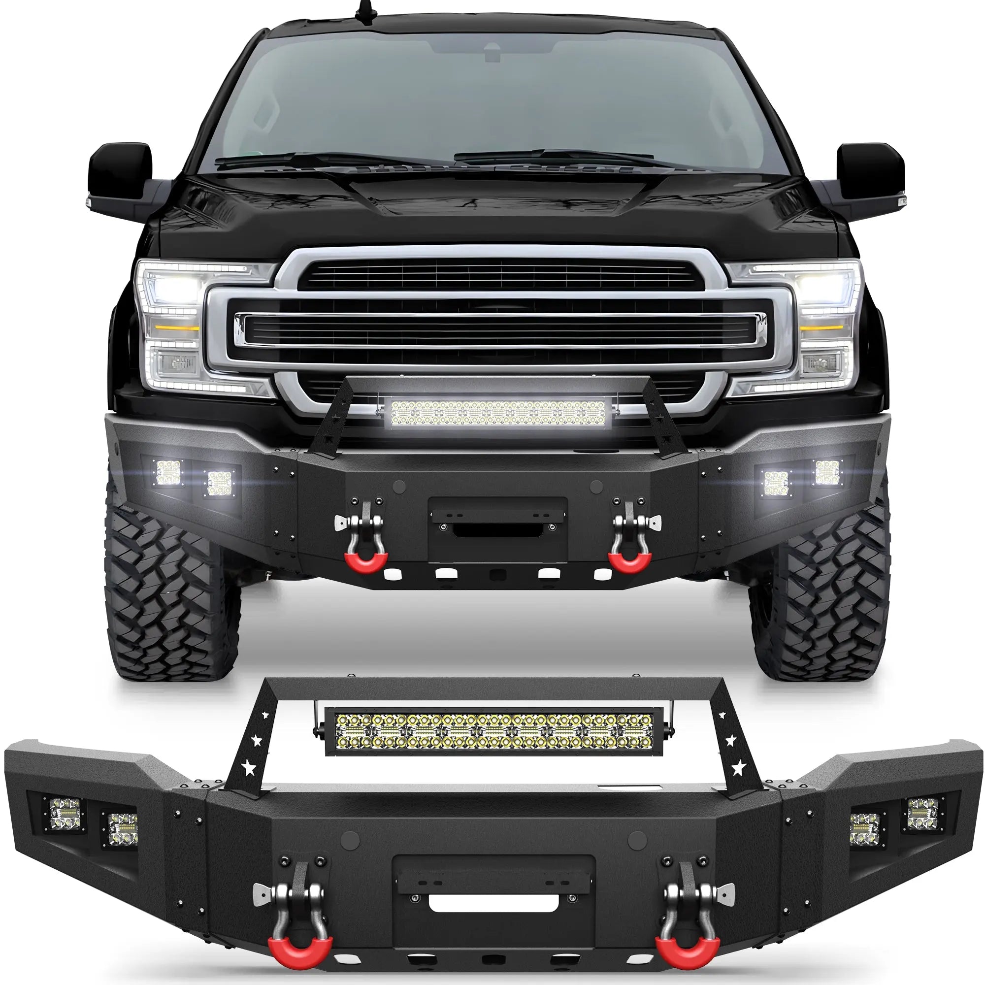 Longsun F150 Front Bumper for 2018 2019 2020 Ford F150 Pickup w/Winch Plate (Excluding Raptor)