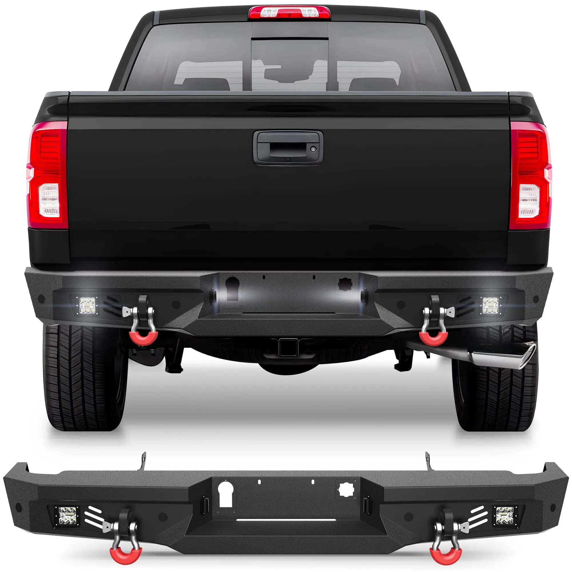 Longsun Silverado Rear Back Bumper for 2014 2015 2016 2017 2018 Chevy Silverado 1500/GMC Sierra 1500
