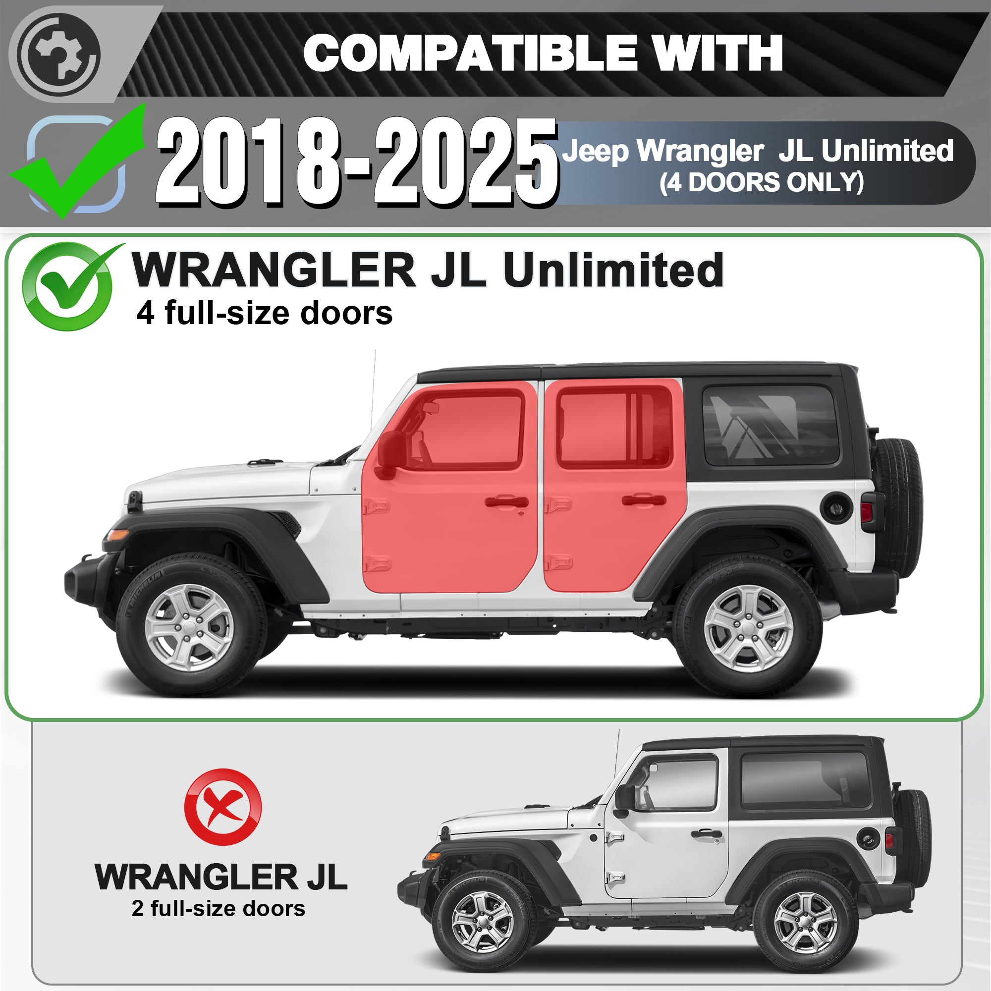 Jeep JL Running Boards Fits 2019-2025 Jeep Wrangler JL Unlimited