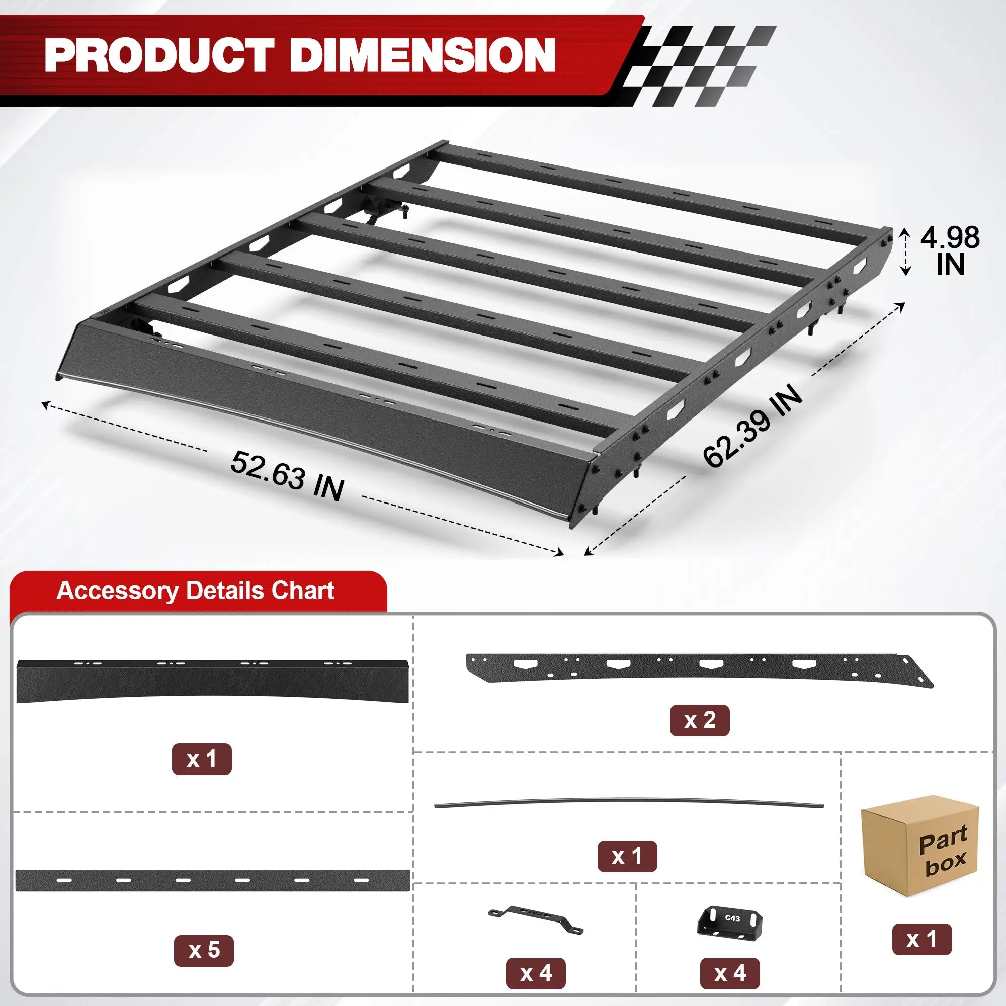 Longsun Roof Rack Cargo Crossbars Compatible with Chevy Silverado 1500/2500 2019-2025 Regular Cab Only