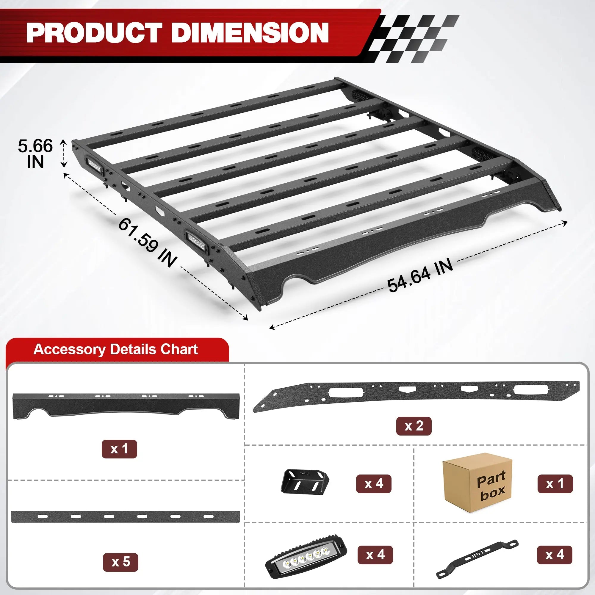 Longsun Ram 2500 Roof Rack Rooftop Cargo Rack for 2010-2018 RAM 2500 Crew Cab