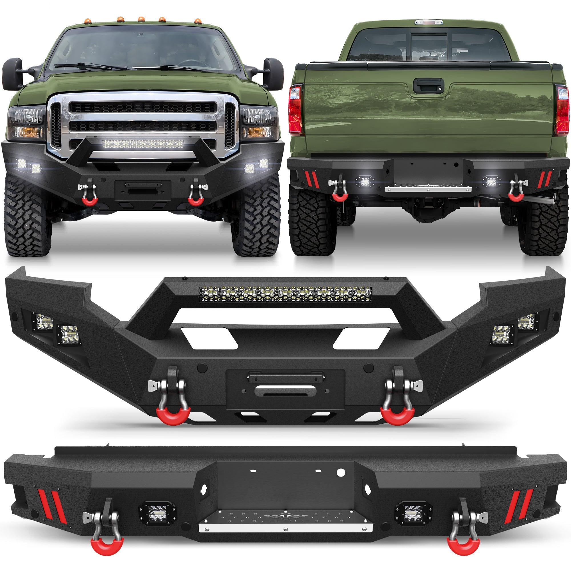 2005 2006 2007 F250 Front Bumper Truck Offroad Bumper w/Winch Plate for 2005-2007 Ford F250/F350/F450 Pickup Trucks - nadiaauto