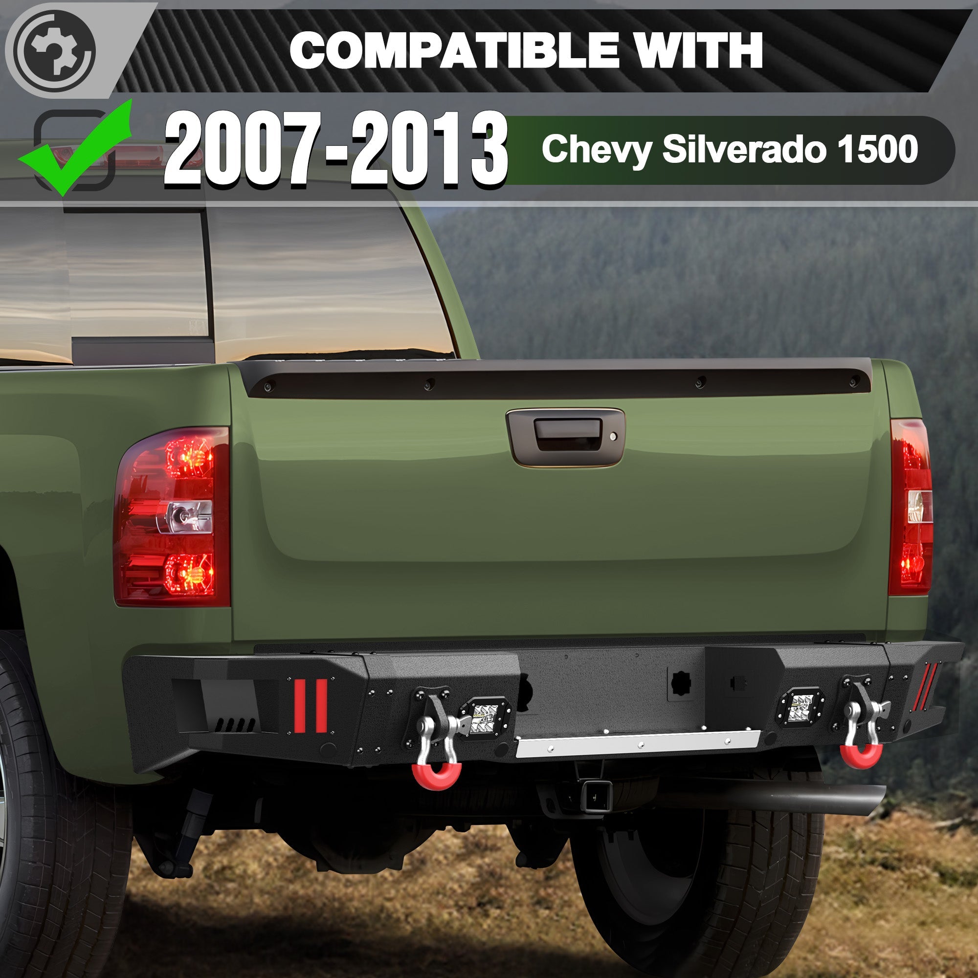 2007-2013 Chevy Silverado 1500 Bumper Set with Winch Plate & Bright LED Lights - nadiaauto