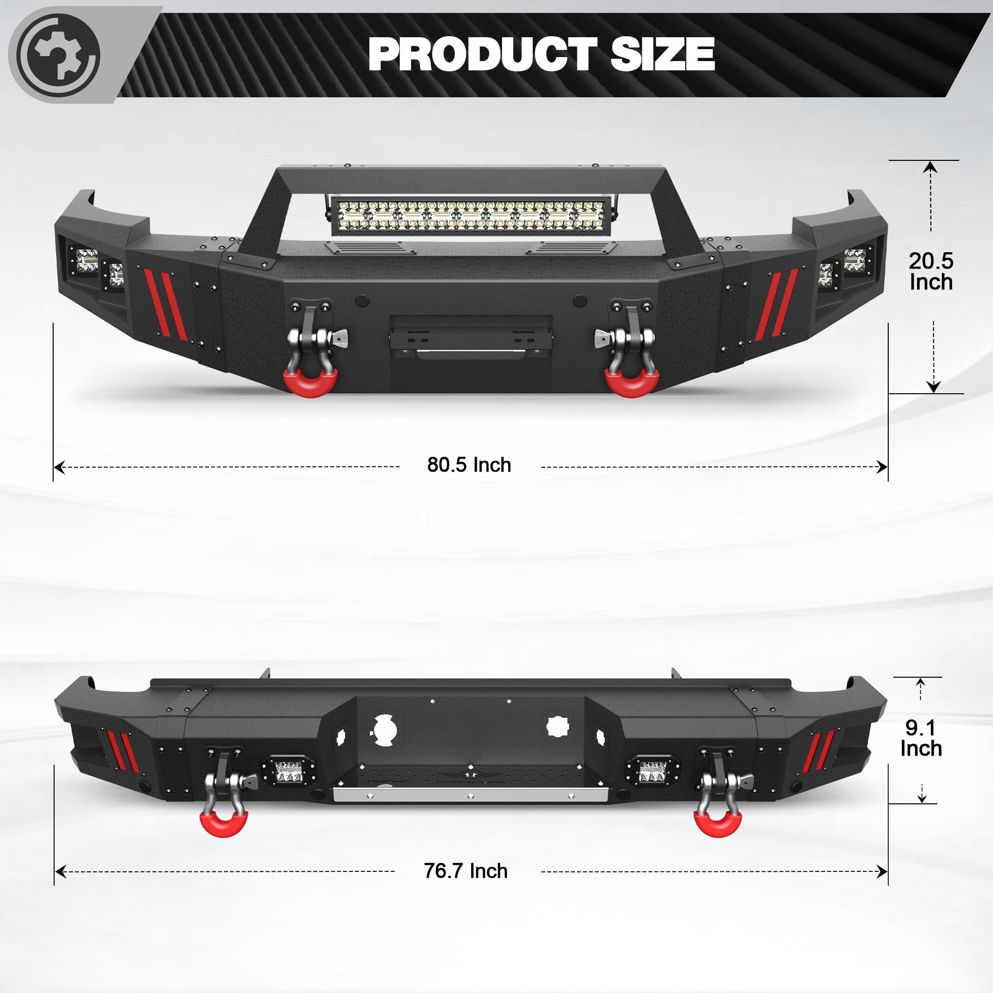 2007-2013 Chevy Silverado 1500 Bumper Set with Winch Plate & Bright LED Lights - nadiaauto
