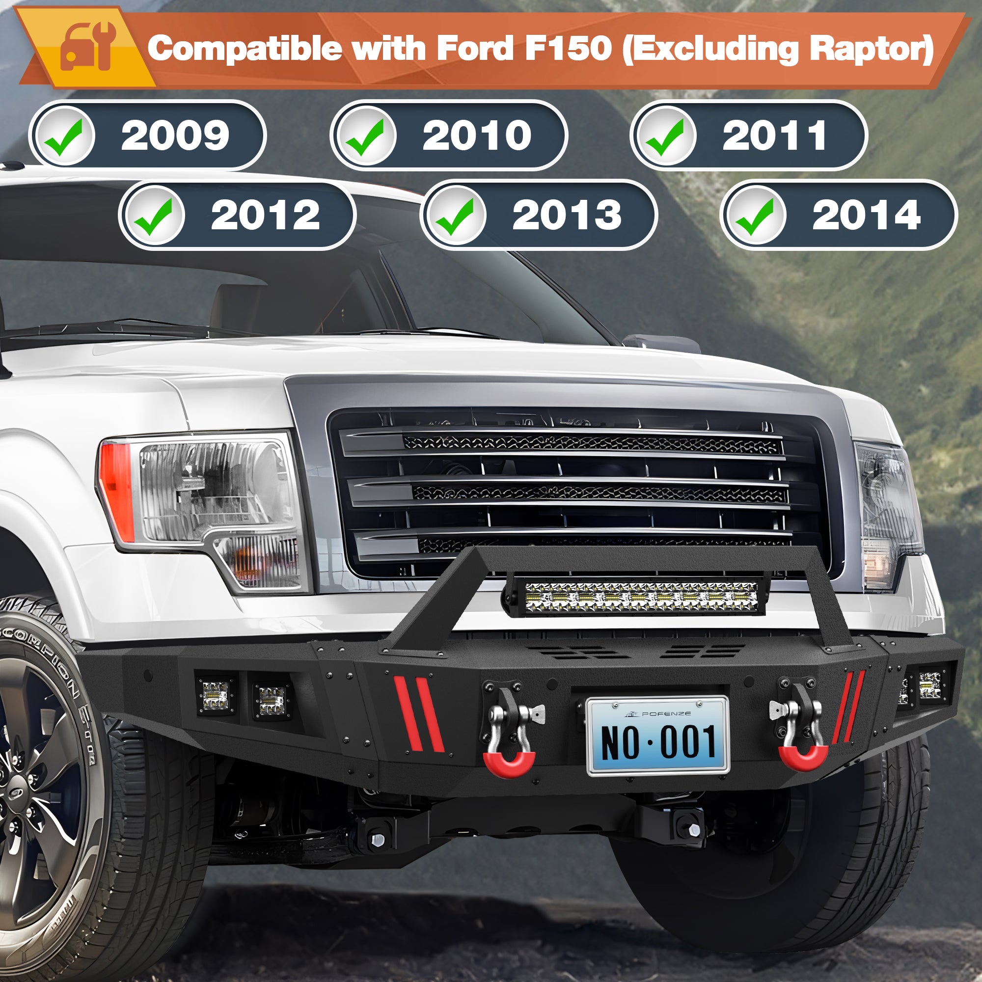 2009-2014 F-150 Front Bumper Compatible with 2009-2014 F150 Excluding Raptor