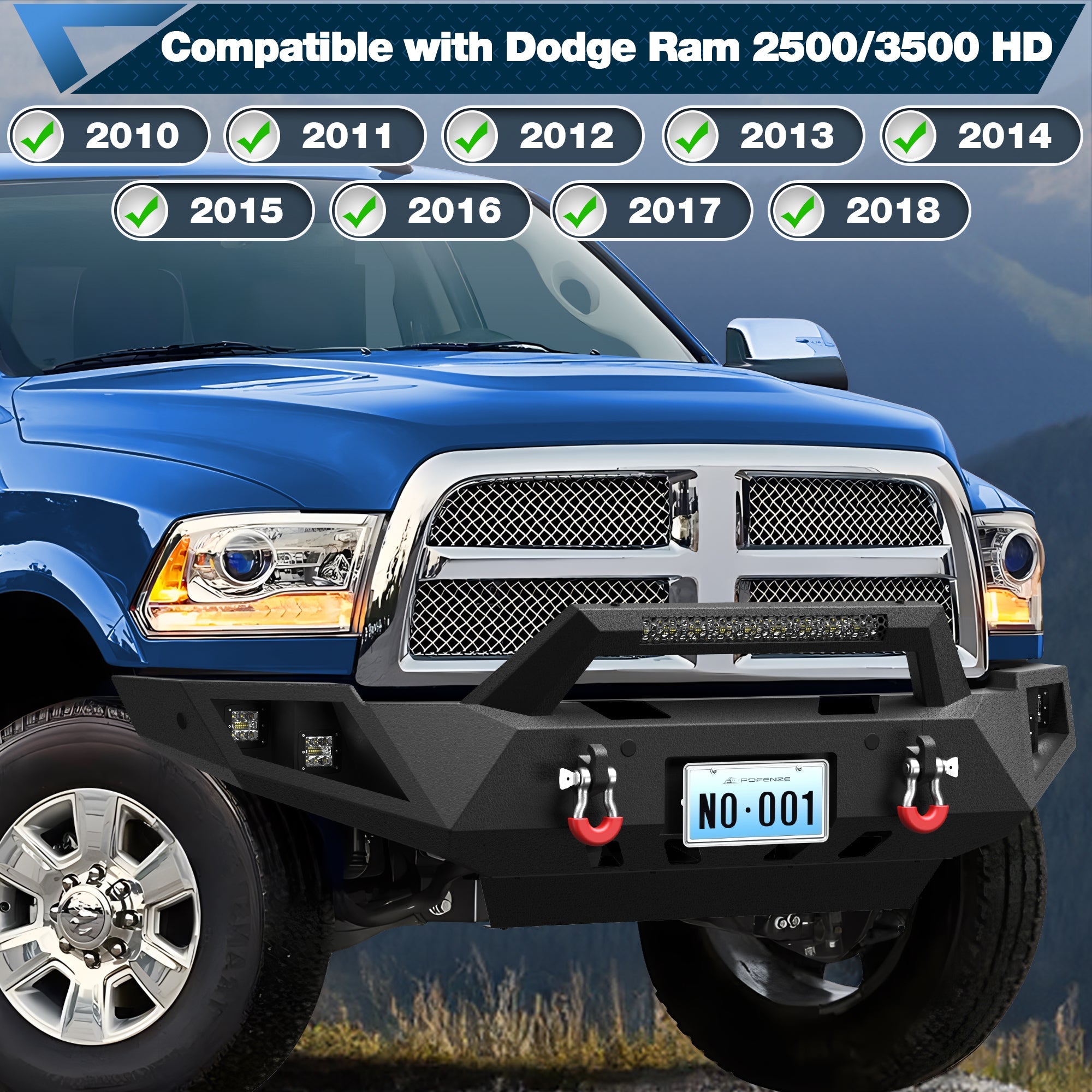 2010 - 2018 Ram 2500 Front and Rear Bumper Set w/Winch Plate for 2010 - 2018 Dodge Ram 2500/3500 - nadiaauto