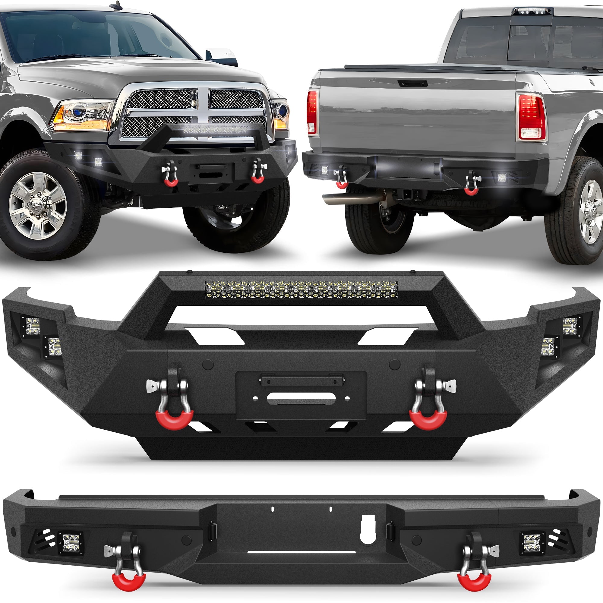 2010 - 2018 Ram 2500 Front and Rear Bumper Set w/Winch Plate for 2010 - 2018 Dodge Ram 2500/3500 - nadiaauto