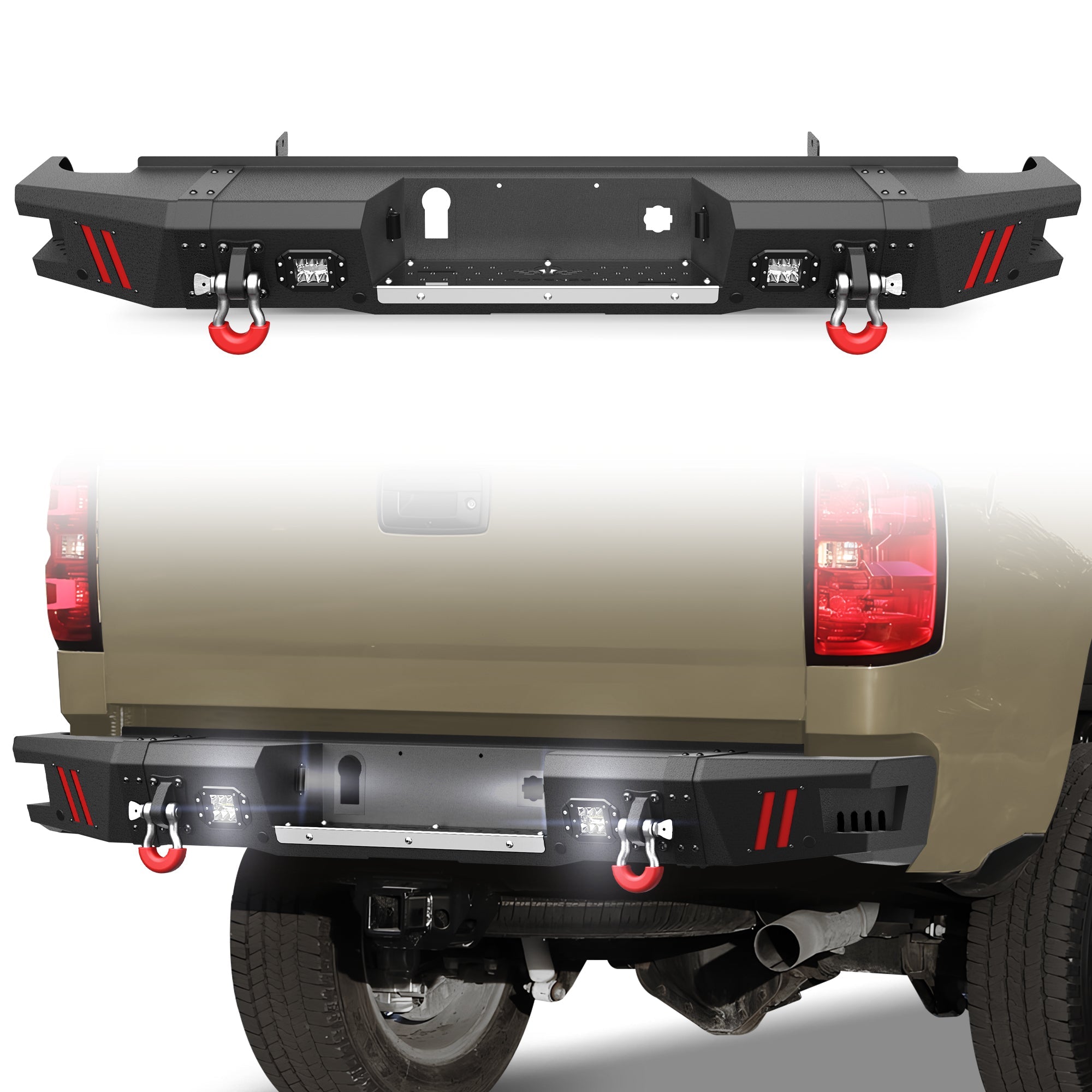 2015-2019 Chevy Silverado/ GMC Sierra 2500 Bumper with Winch Plate & Bright LED Lights - nadiaauto