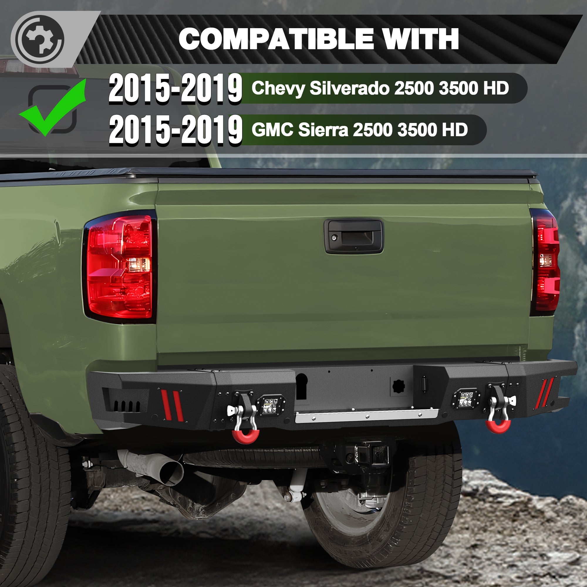 2015-2019 Chevy Silverado/ GMC Sierra 2500 Bumper with Winch Plate & Bright LED Lights - nadiaauto