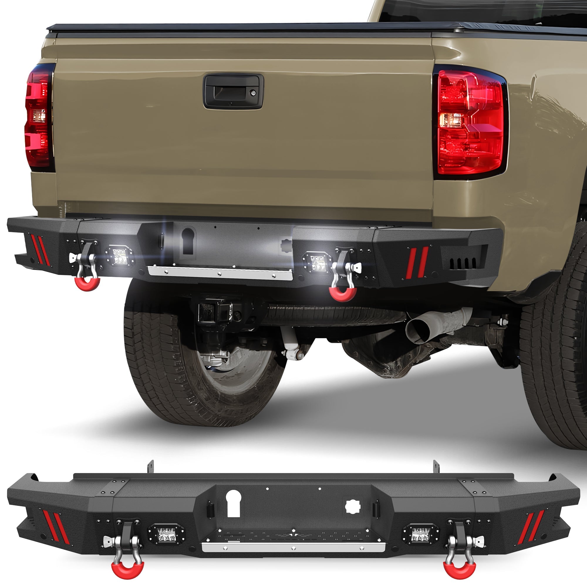 2015-2019 Chevy Silverado/ GMC Sierra 2500 Bumper with Winch Plate & Bright LED Lights - nadiaauto