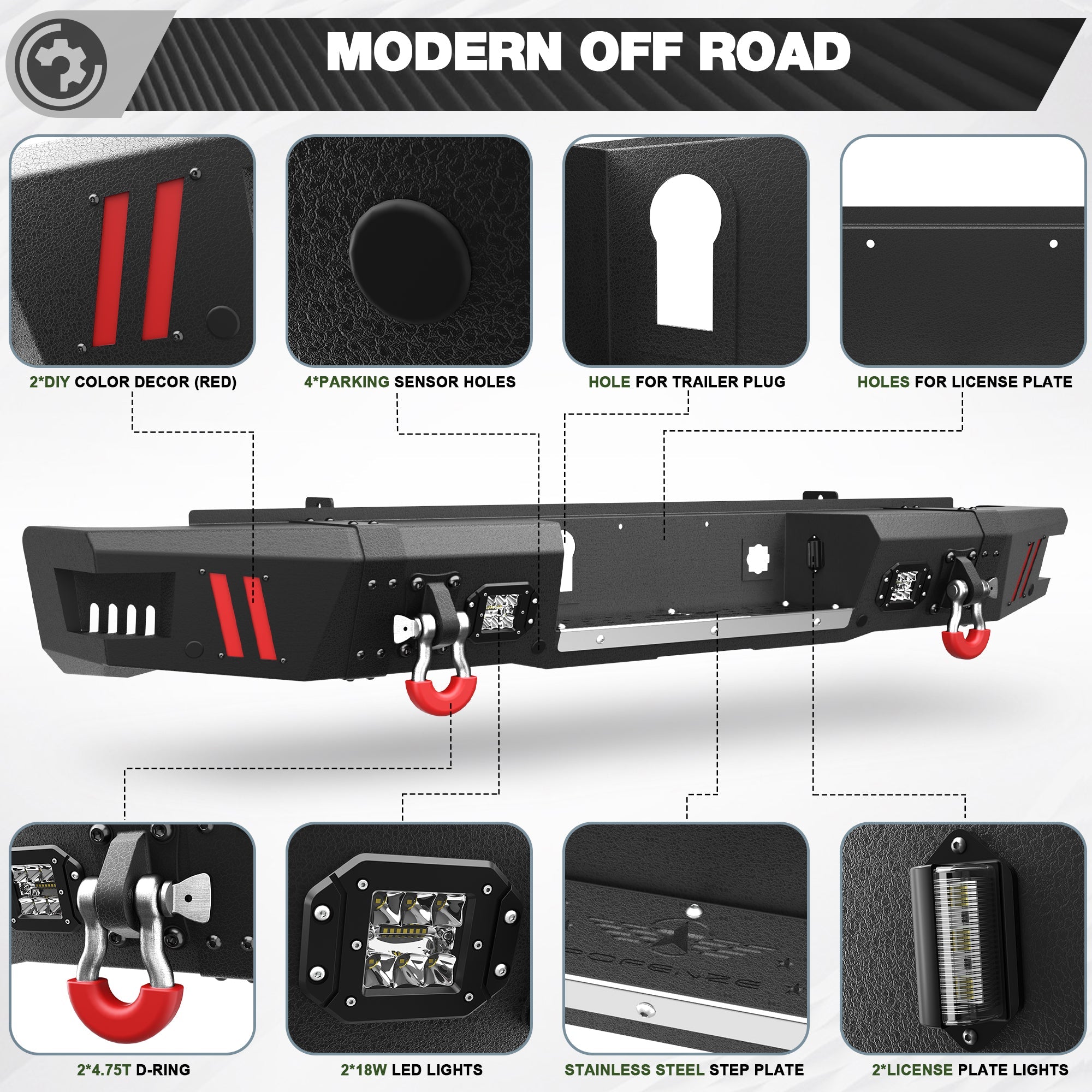 2015-2019 Chevy Silverado/ GMC Sierra 2500 Bumper with Winch Plate & Bright LED Lights - nadiaauto