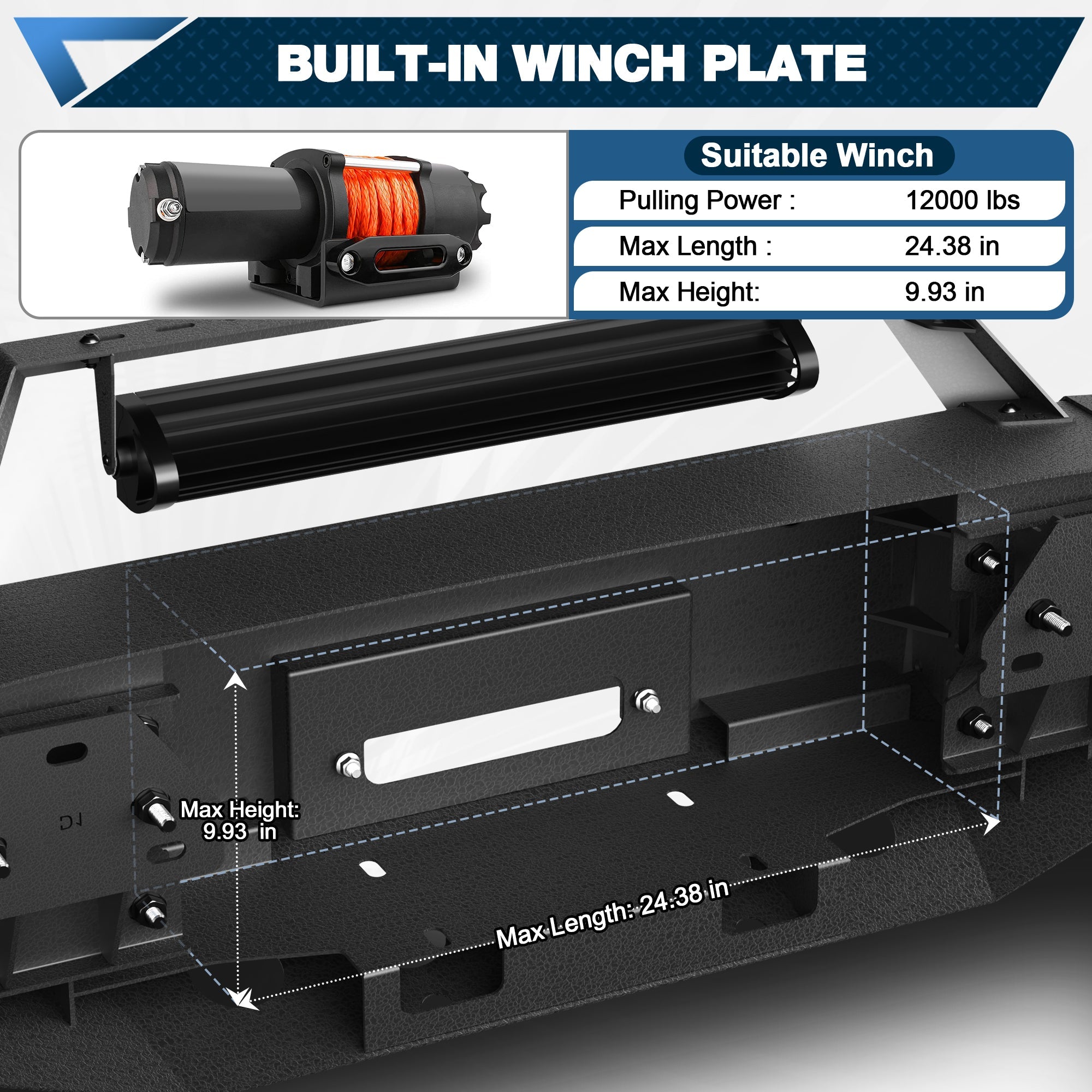 2016 2017 2018 Silverado 1500 Front Bumper Compatible with Chevrolet Silverado 1500 w/Winch Plate Black Pickup Truck Bumper - nadiaauto