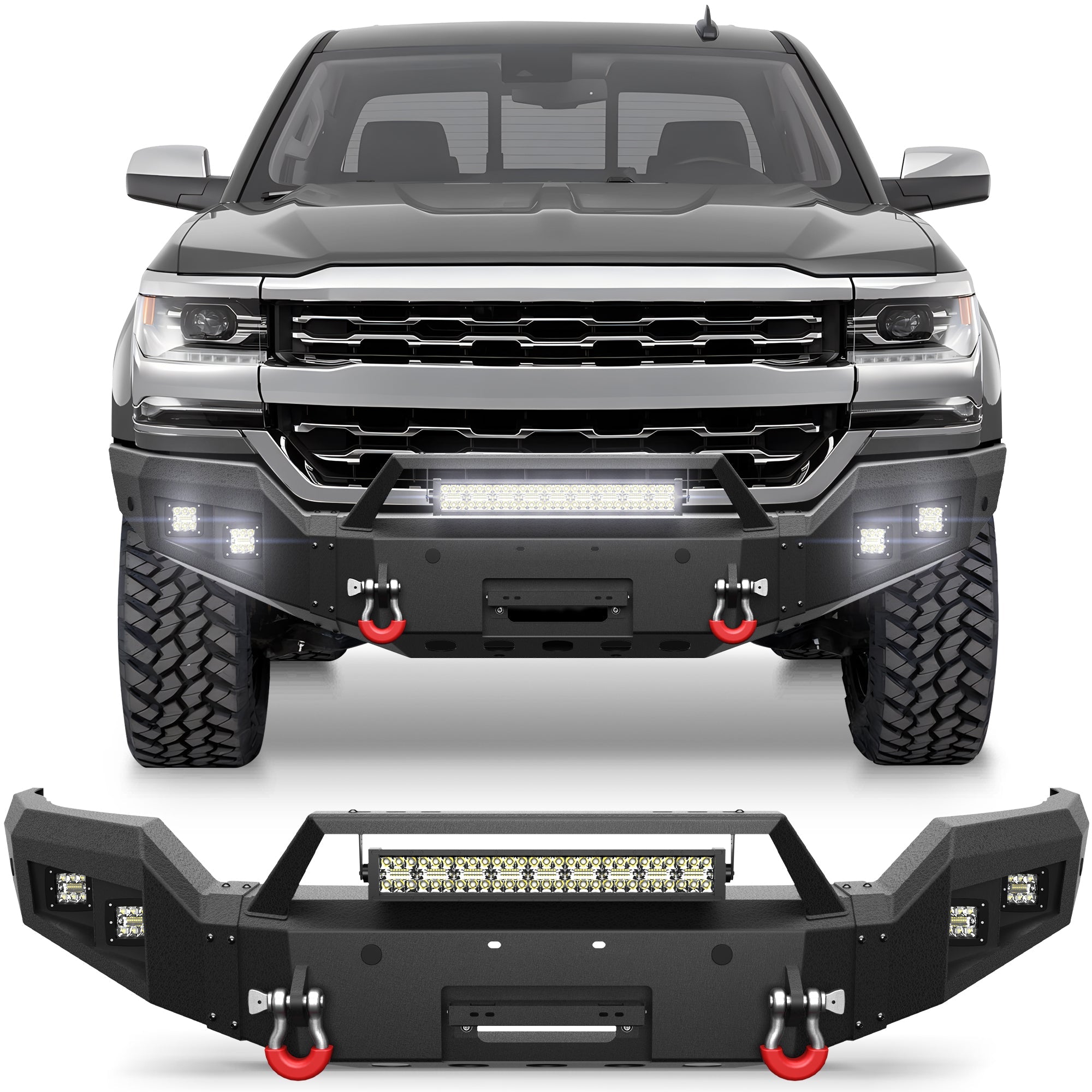 2016 2017 2018 Silverado 1500 Front Bumper Compatible with Chevrolet Silverado 1500 w/Winch Plate Black Pickup Truck Bumper - nadiaauto