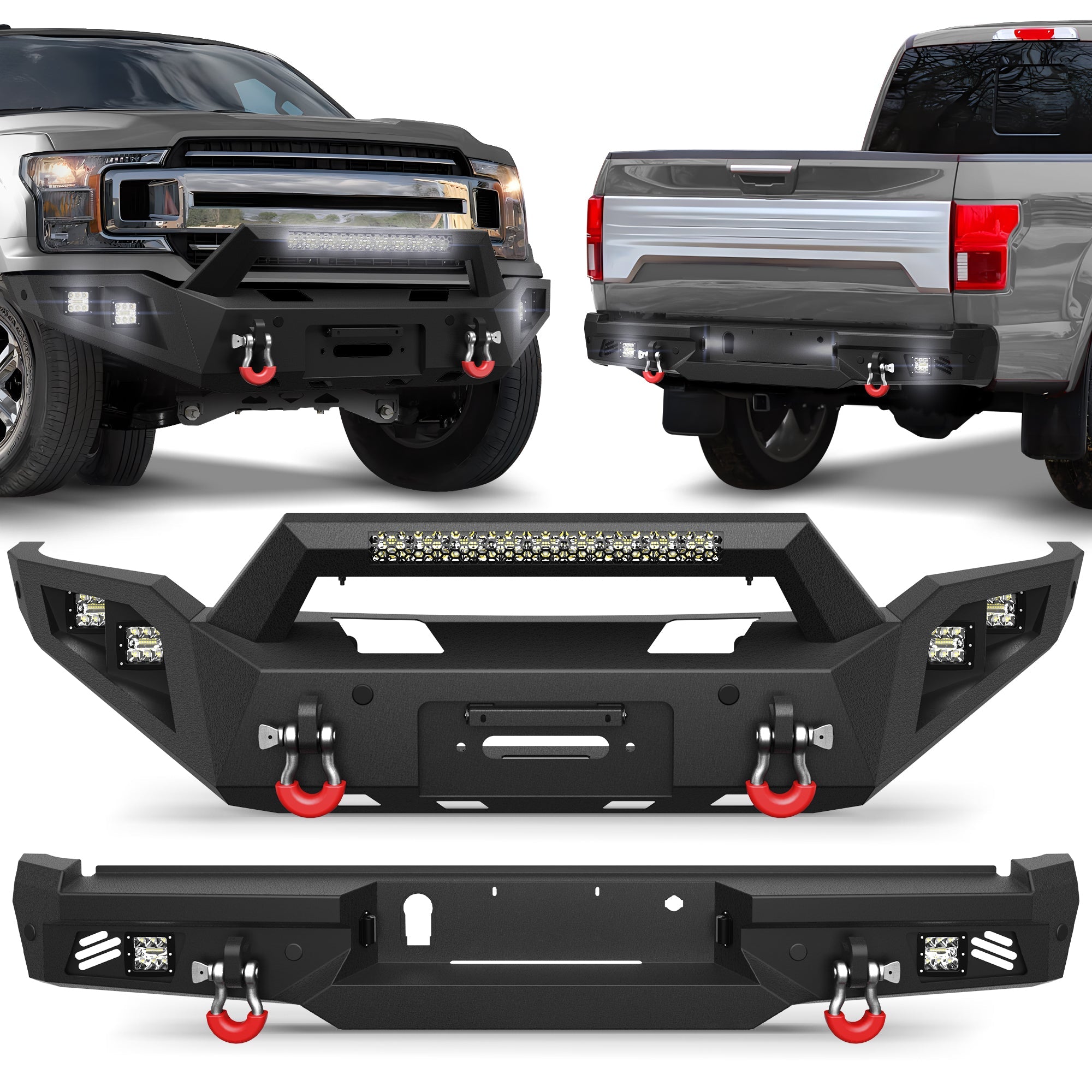 2018 2019 2020 F150 Front and Rear Bumper Set for 2018 - 2020 Ford F150 Truck (Excluding Raptor) - nadiaauto