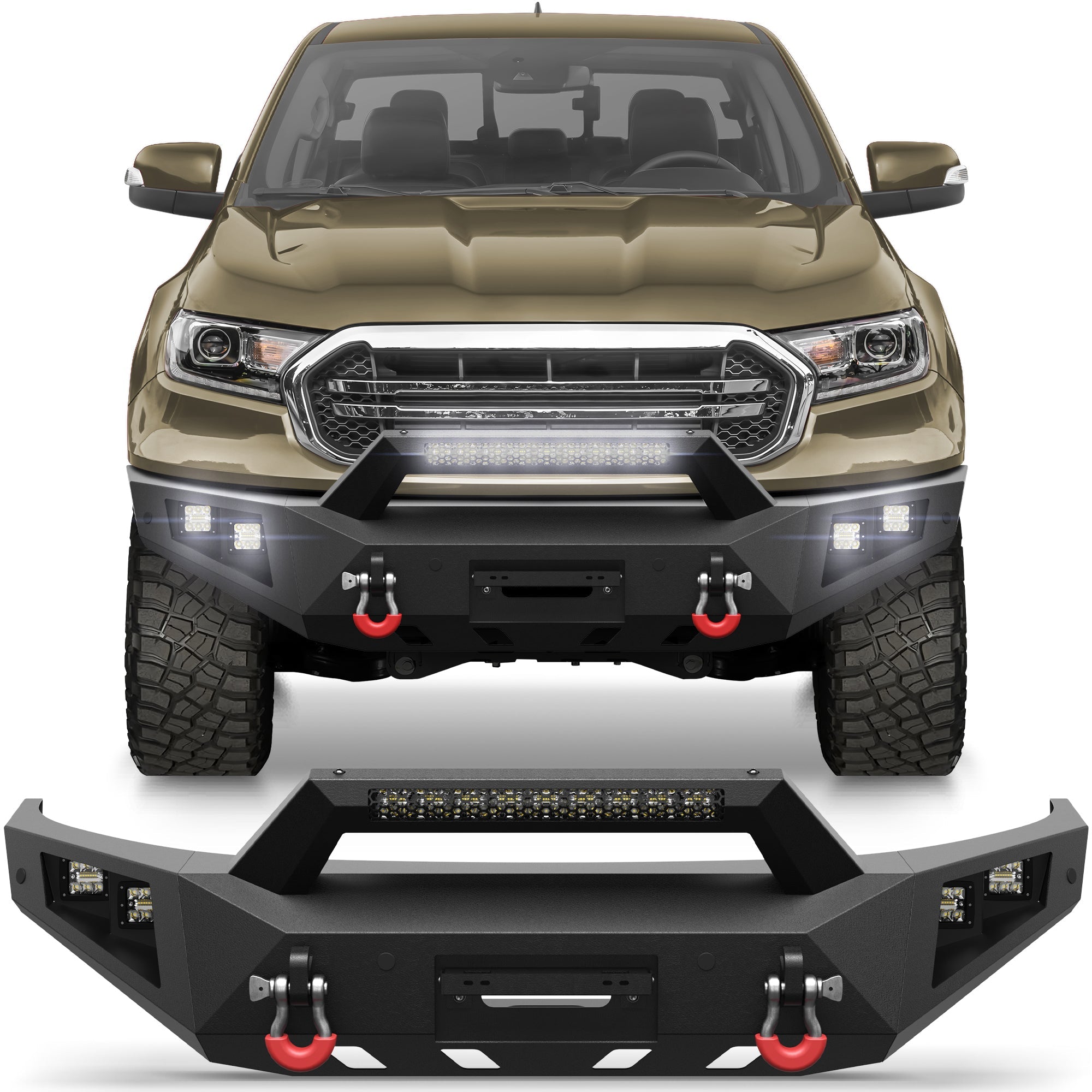 2019-2023 Ranger Front Bumper for 2019-2023 Ford Ranger Pickup Trucks (Excluding Wildtrak) - nadiaauto