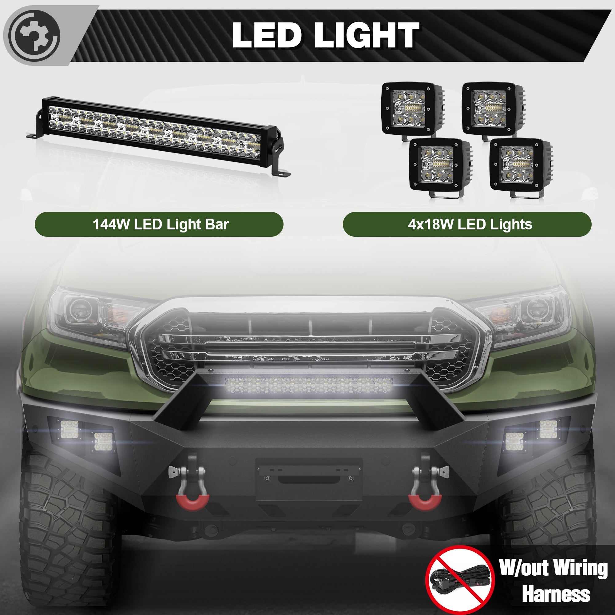 2019-2023 Ranger Front Bumper for 2019-2023 Ford Ranger Pickup Trucks (Excluding Wildtrak) - nadiaauto