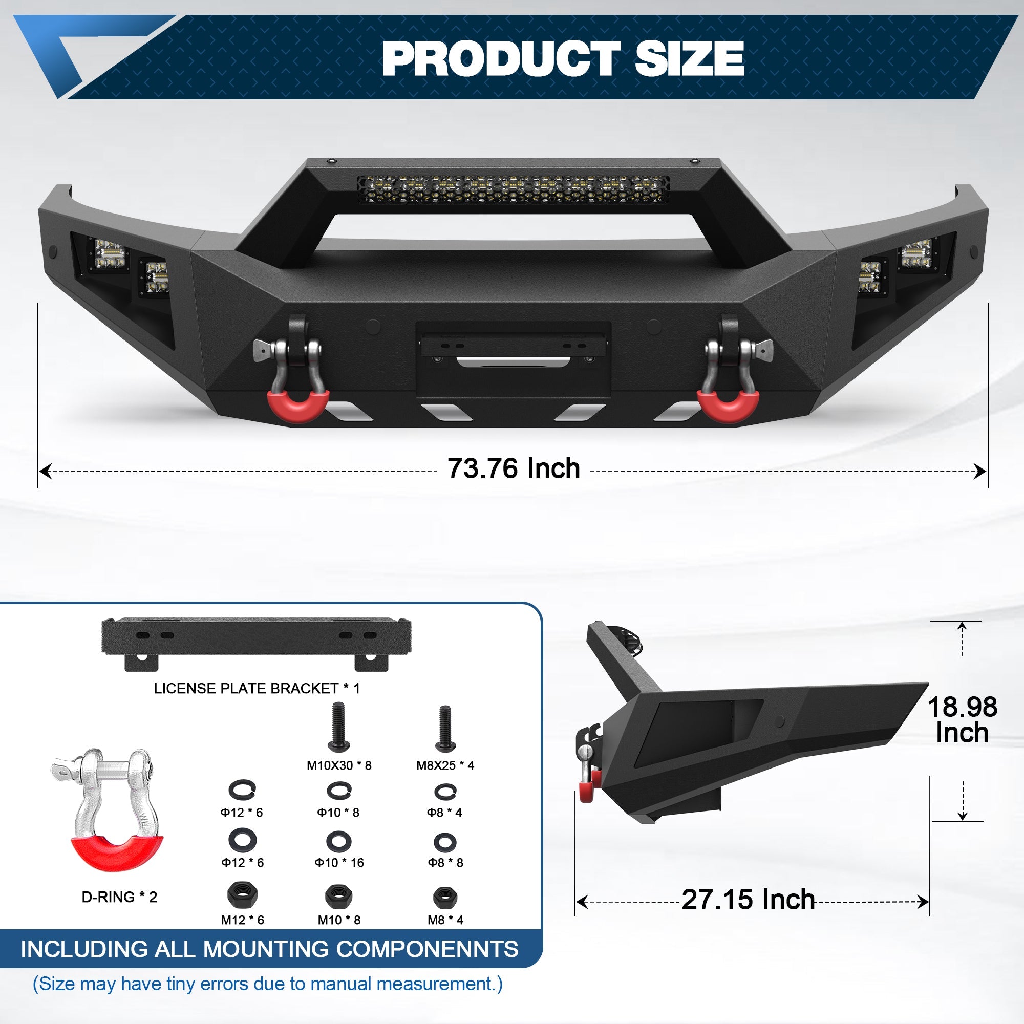 2019 - 2023 Ranger Front Bumper for 2019 - 2023 Ford Ranger Pickup Trucks (Excluding Wildtrak) - nadiaauto