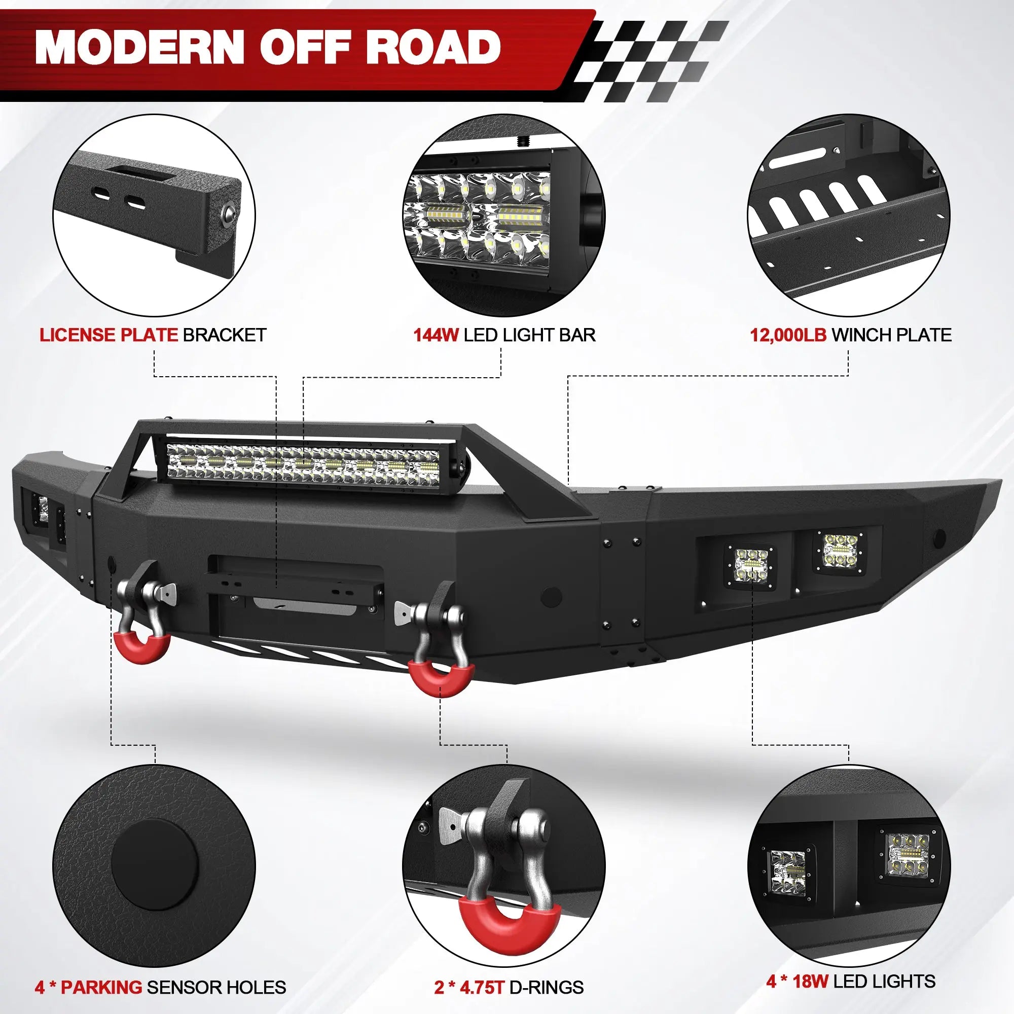Longsun F150 Front Bumper w/Winch Plate for 2010 2011 2012 2013 2014 Ford F150 SVT Raptor