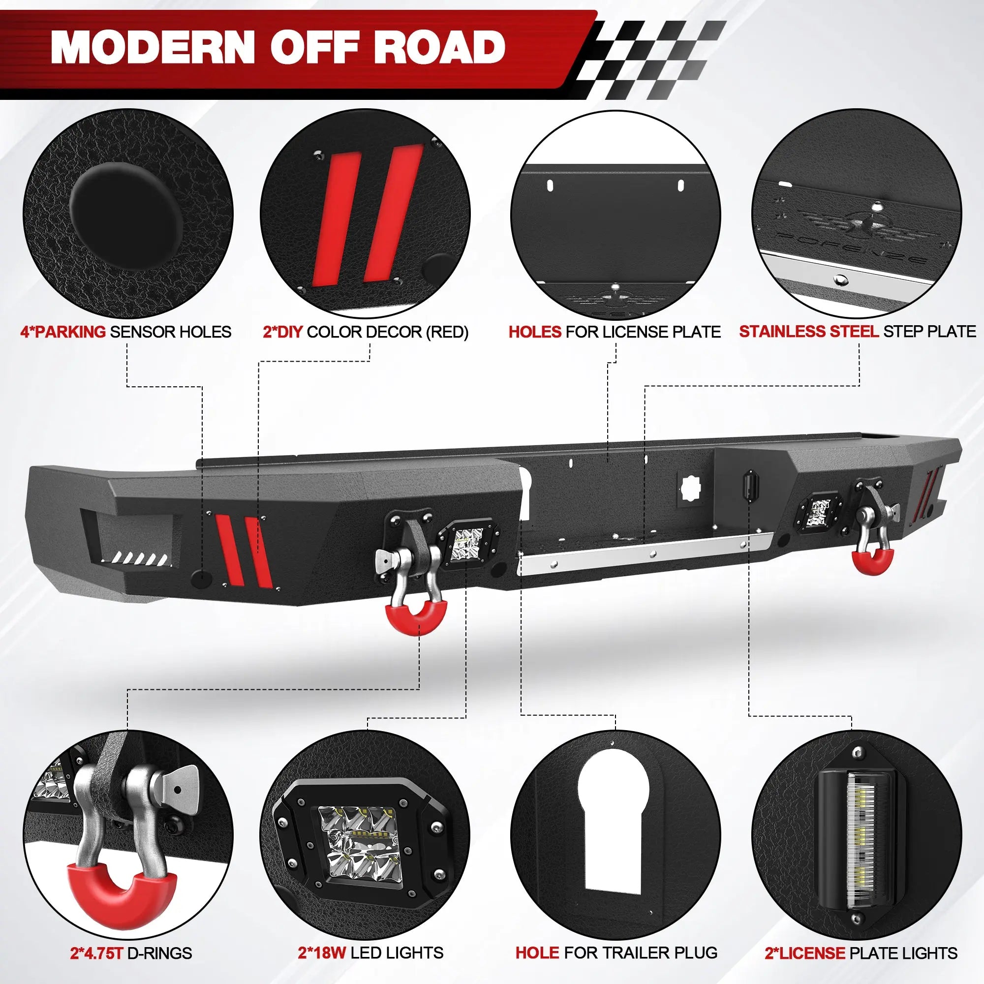 Longsun Rear Bumper for 2020 2021 2022 2023 2024 2025 2026 Chevy Silverado/GMC Sierra 2500/3500 HD