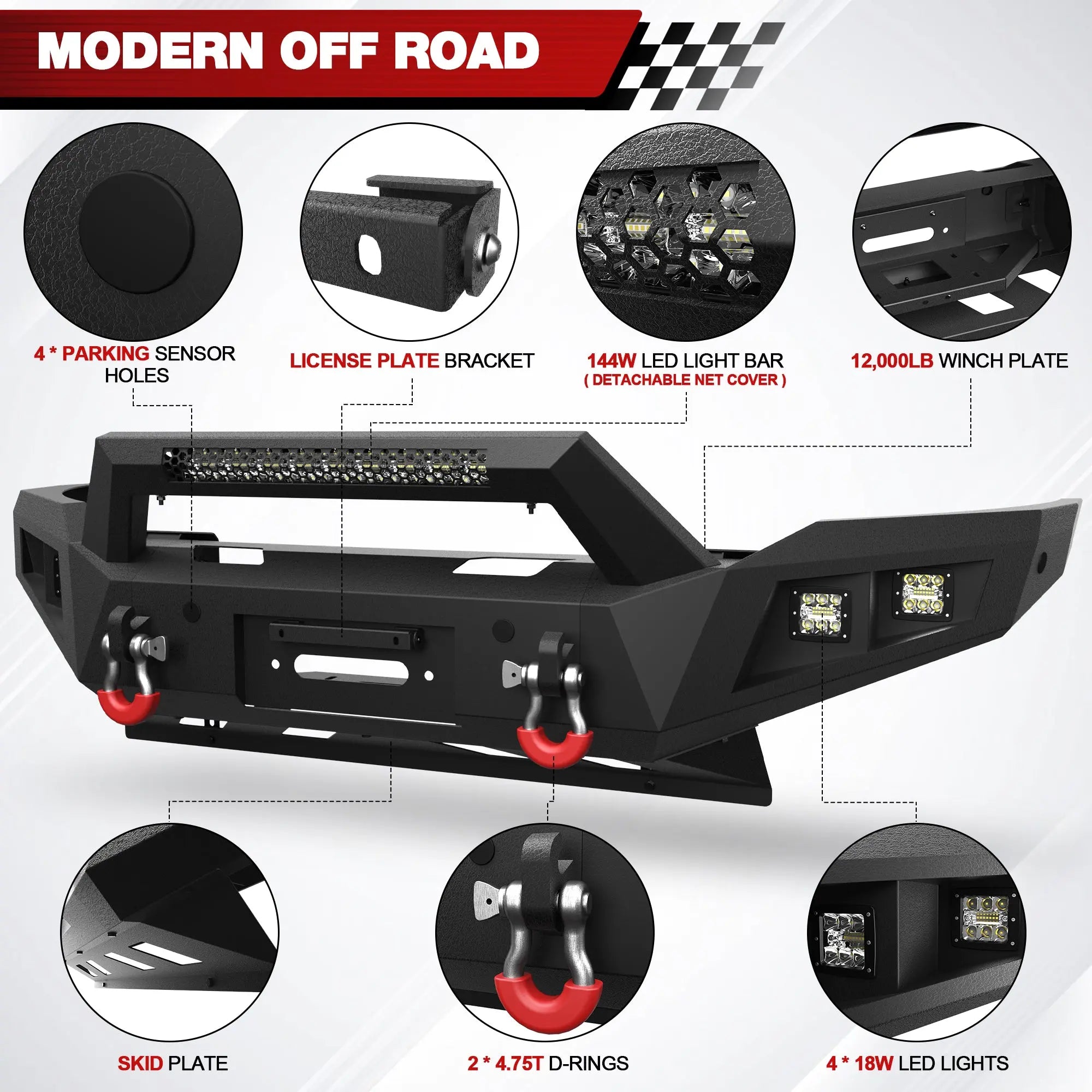 Longsun Ram 2500 Front Bumper for 2019 2020 2021 2022 2023 2024 2025 Ram 2500/3500 Pickup