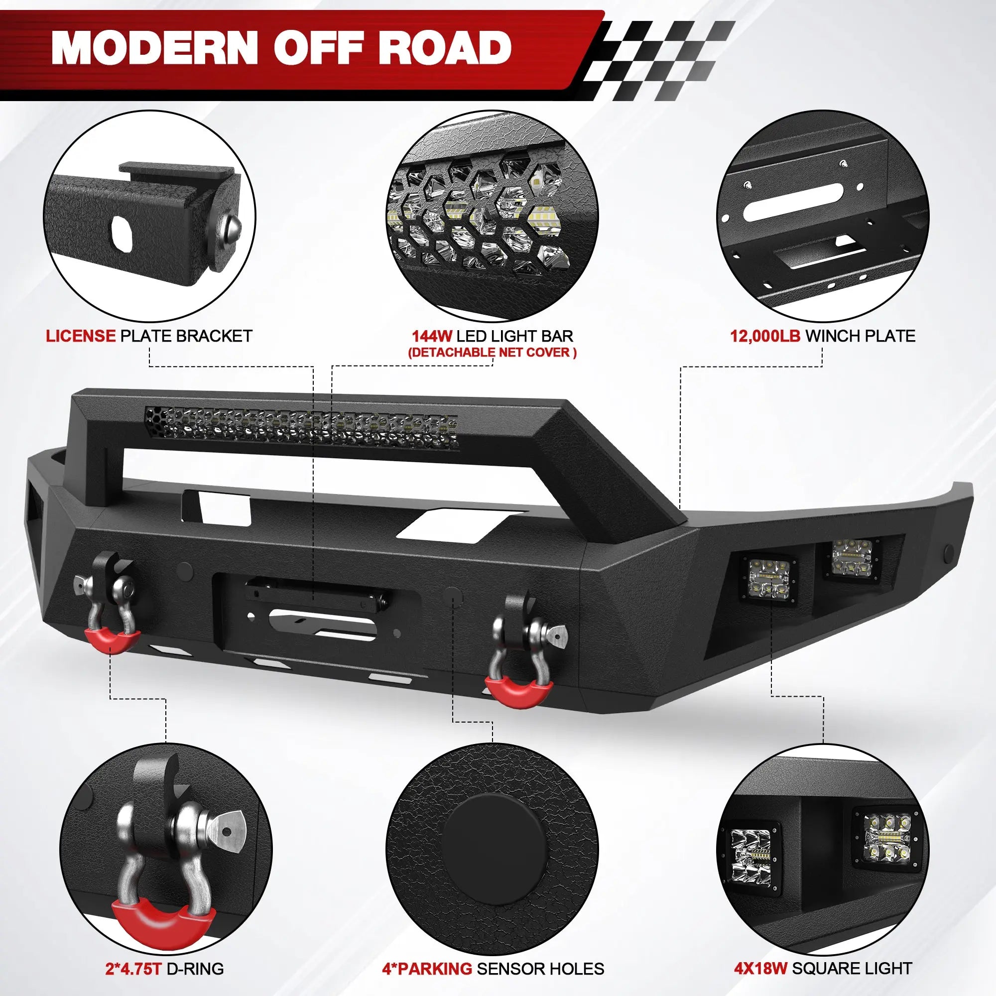 Longsun Ram 1500 Rebel Front Bumper for 2015-2018 Ram 1500 Rebel Only