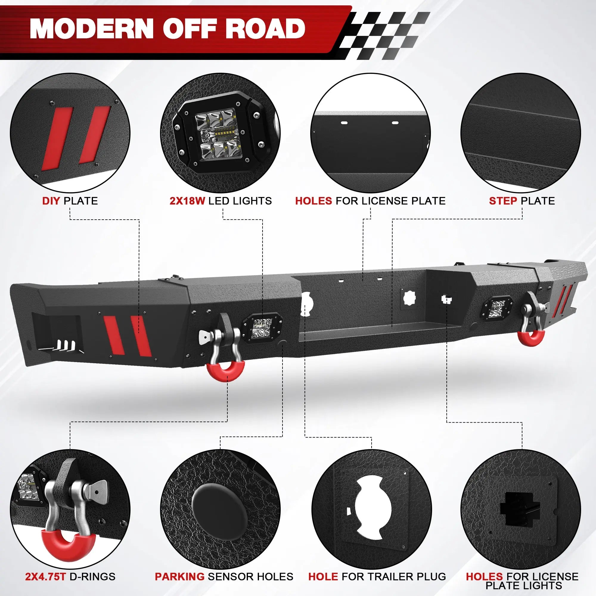 Longsun Sierra 2500/3500 HD Rear Bumper for 2011 2012 2013 2014 Chevy Silverado/GMC Sierra 2500/3500 HD