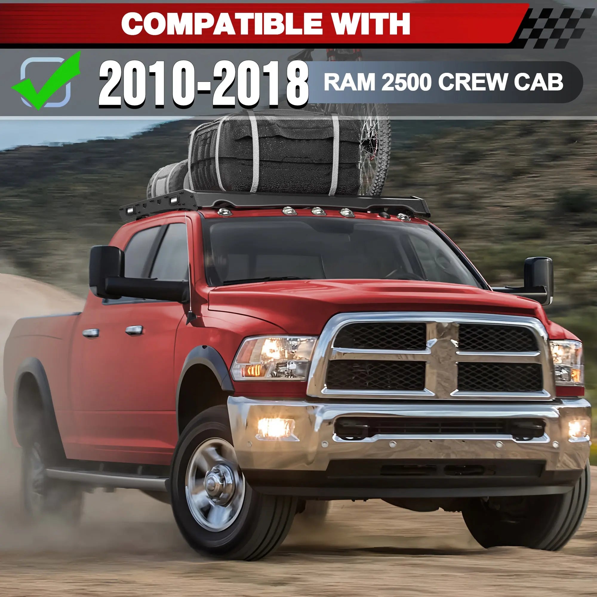 Longsun Ram 2500 Roof Rack Rooftop Cargo Rack for 2010-2018 RAM 2500 Crew Cab